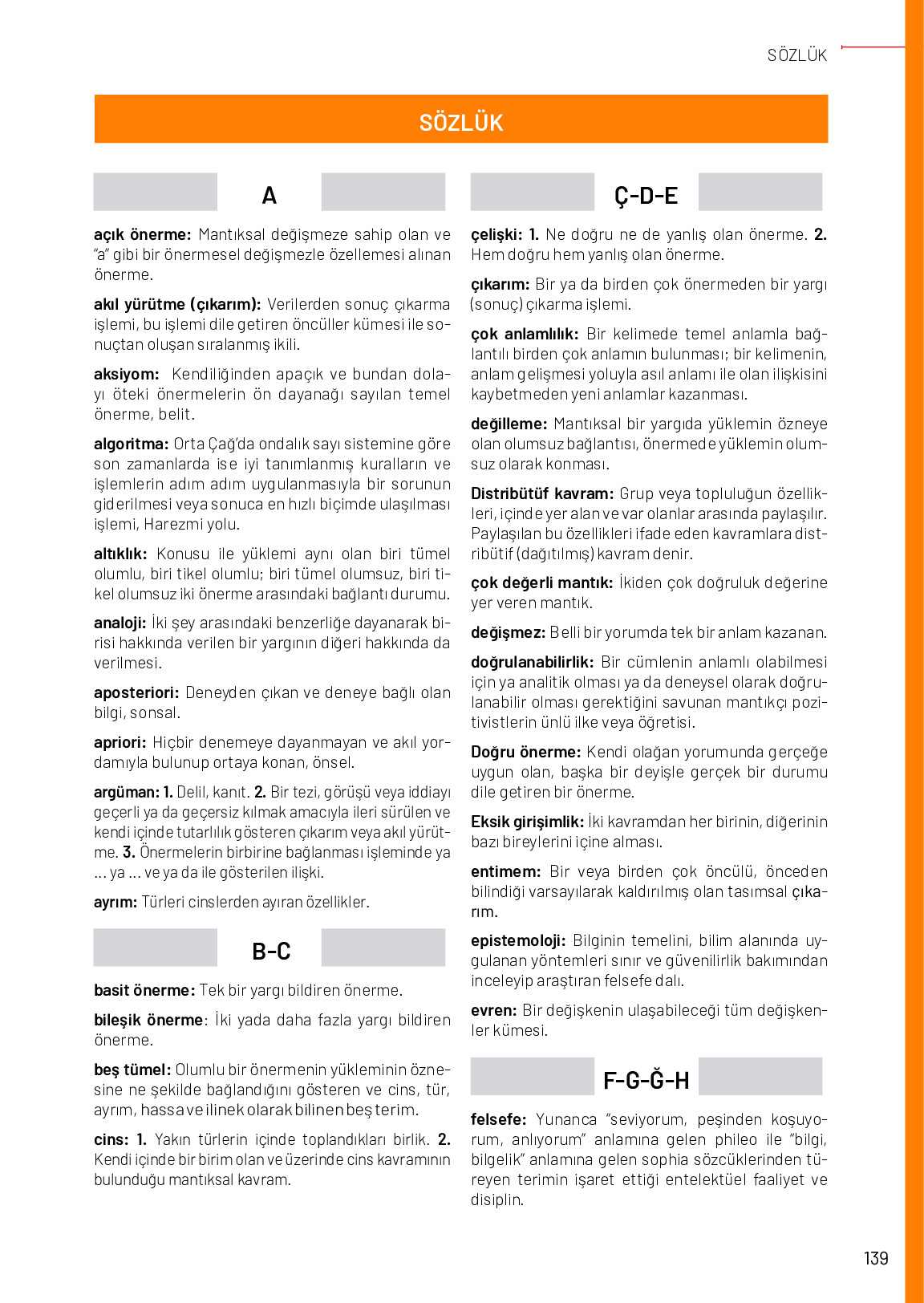 12. Sınıf Meb Yayınları Mantık Ders Kitabı Sayfa 139 Cevapları 12. Sınıf Meb Yayınları Mantık Ders Kitabı Sayfa 139 Cevapları
