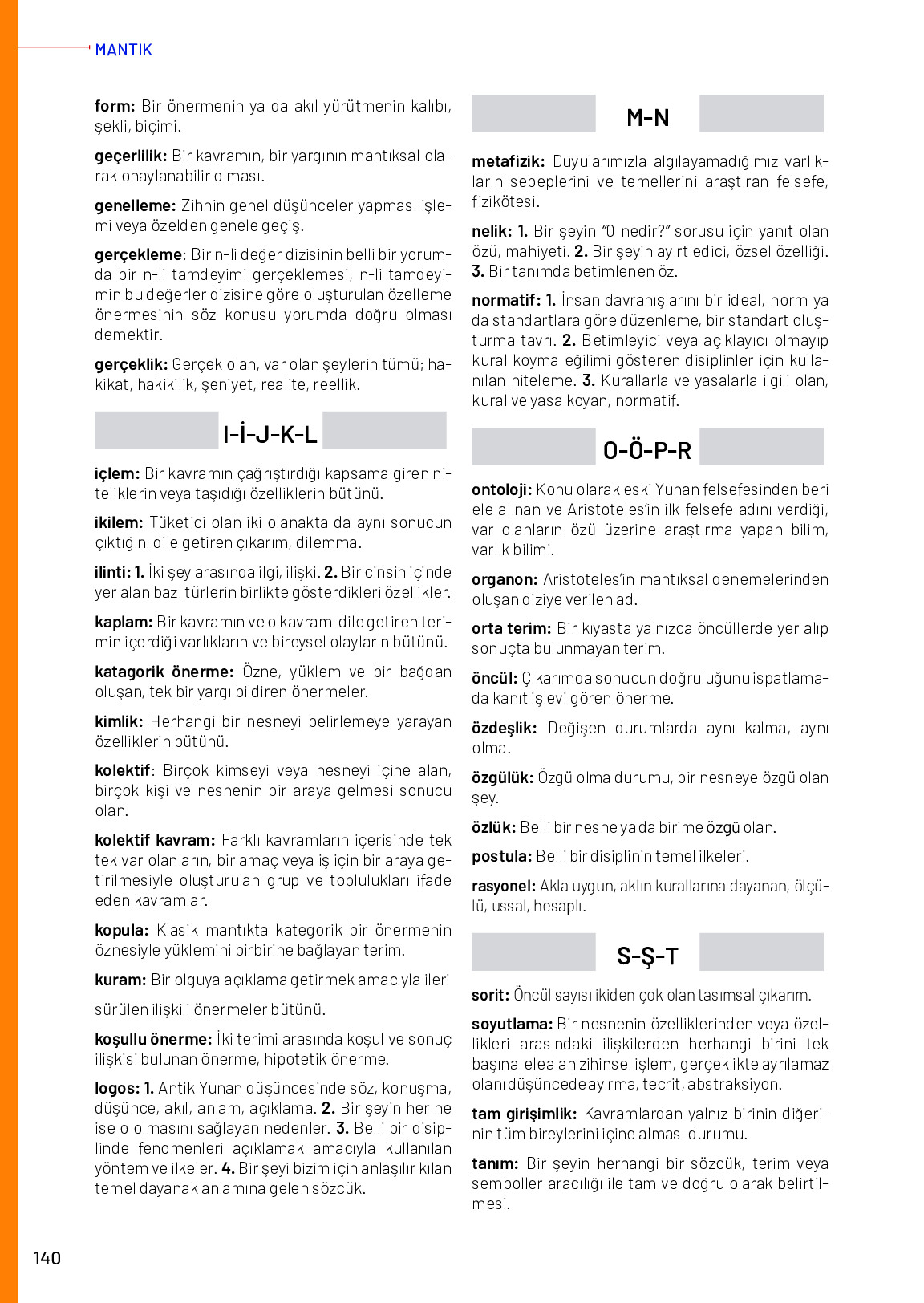 12. Sınıf Meb Yayınları Mantık Ders Kitabı Sayfa 140 Cevapları