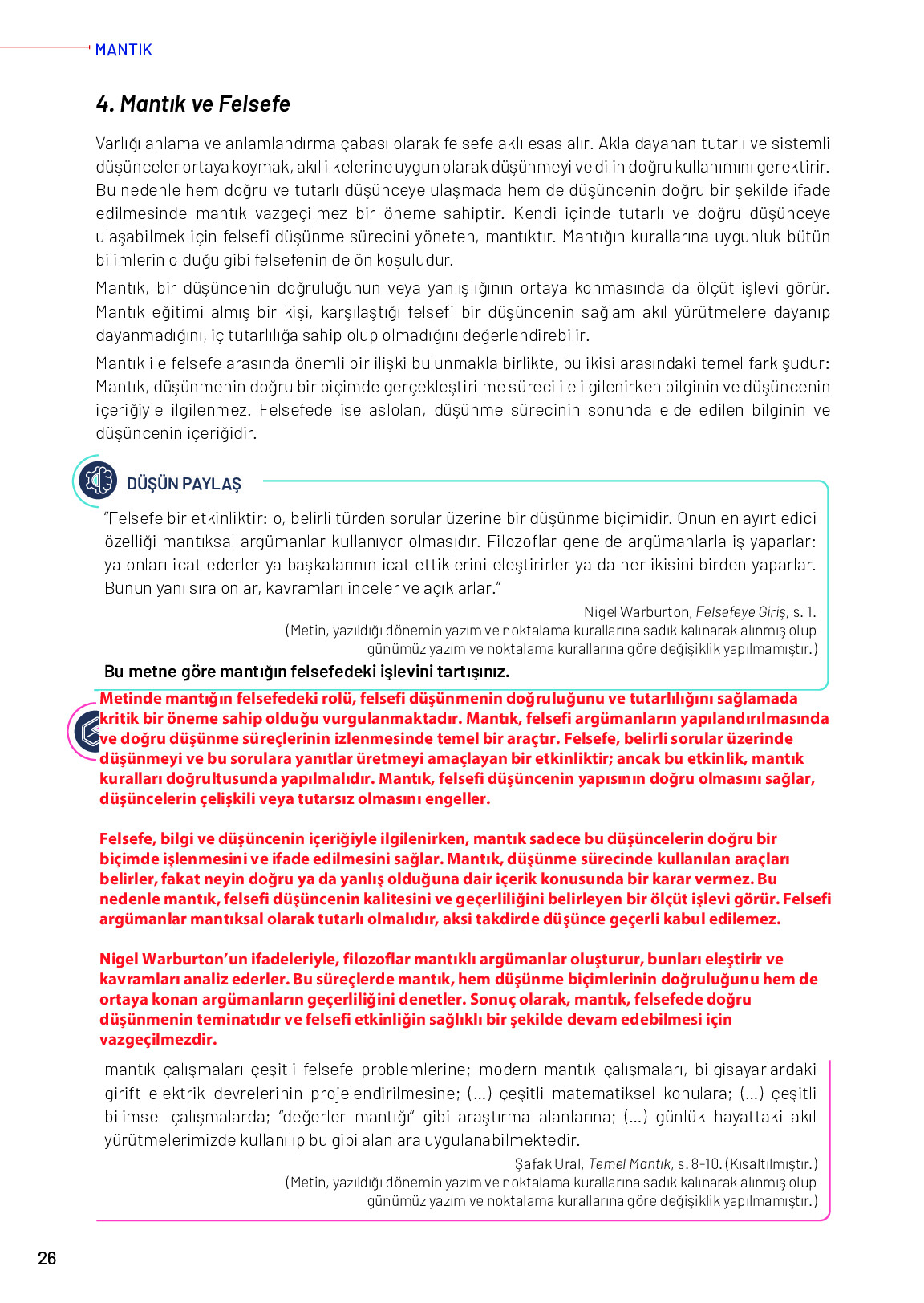 12. Sınıf Meb Yayınları Mantık Ders Kitabı Sayfa 26 Cevapları 12. Sınıf Meb Yayınları Mantık Ders Kitabı Sayfa 26 Cevapları