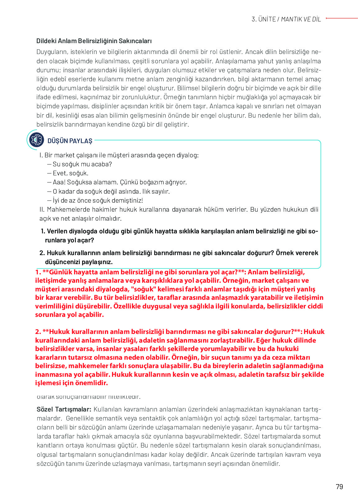 12. Sınıf Meb Yayınları Mantık Ders Kitabı Sayfa 79 Cevapları 12. Sınıf Meb Yayınları Mantık Ders Kitabı Sayfa 79 Cevapları