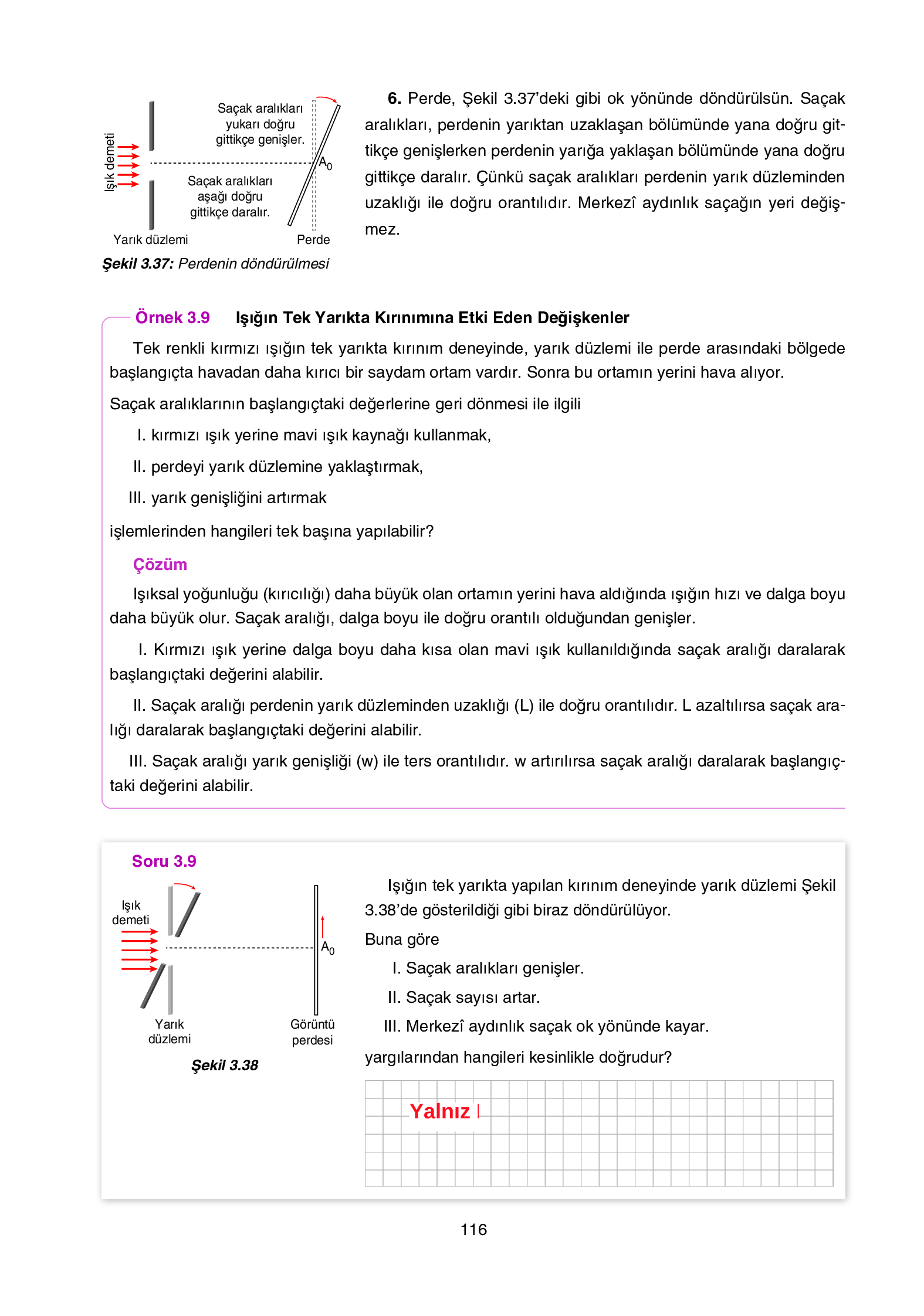 12. Sınıf Yıldırım Yayınları Fizik Ders Kitabı Sayfa 116 Cevapları