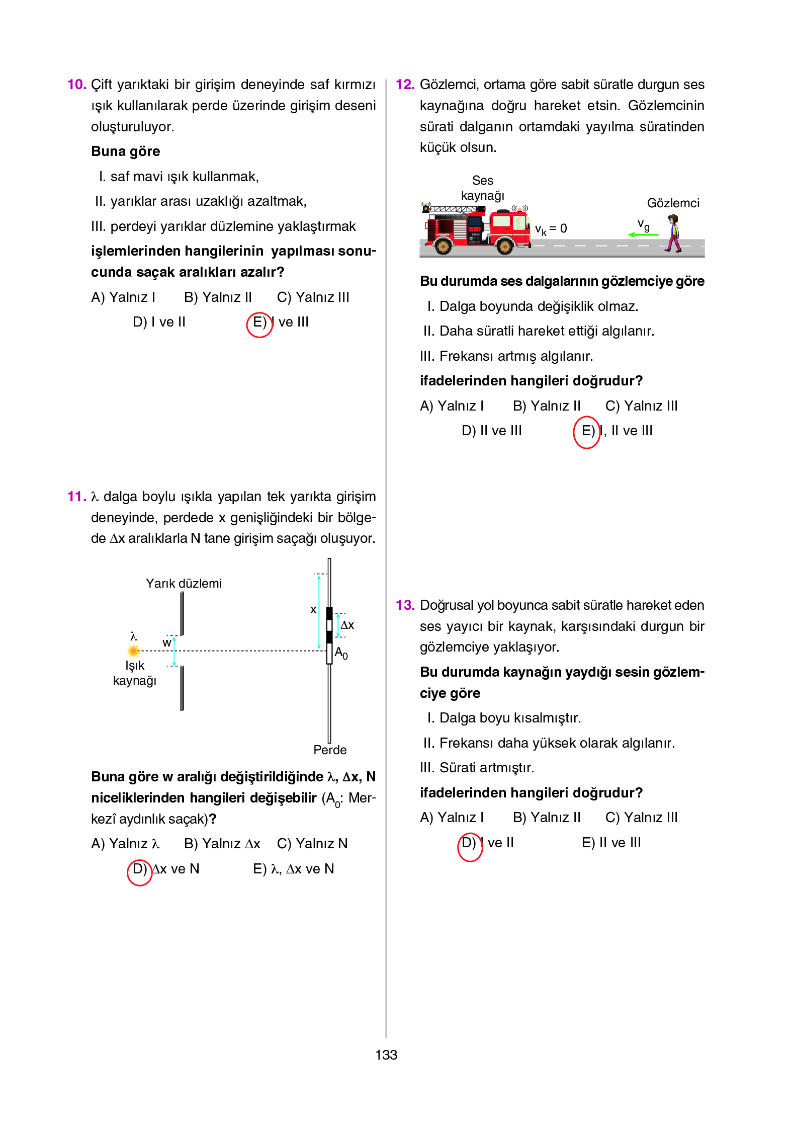 12. Sınıf Yıldırım Yayınları Fizik Ders Kitabı Sayfa 133 Cevapları