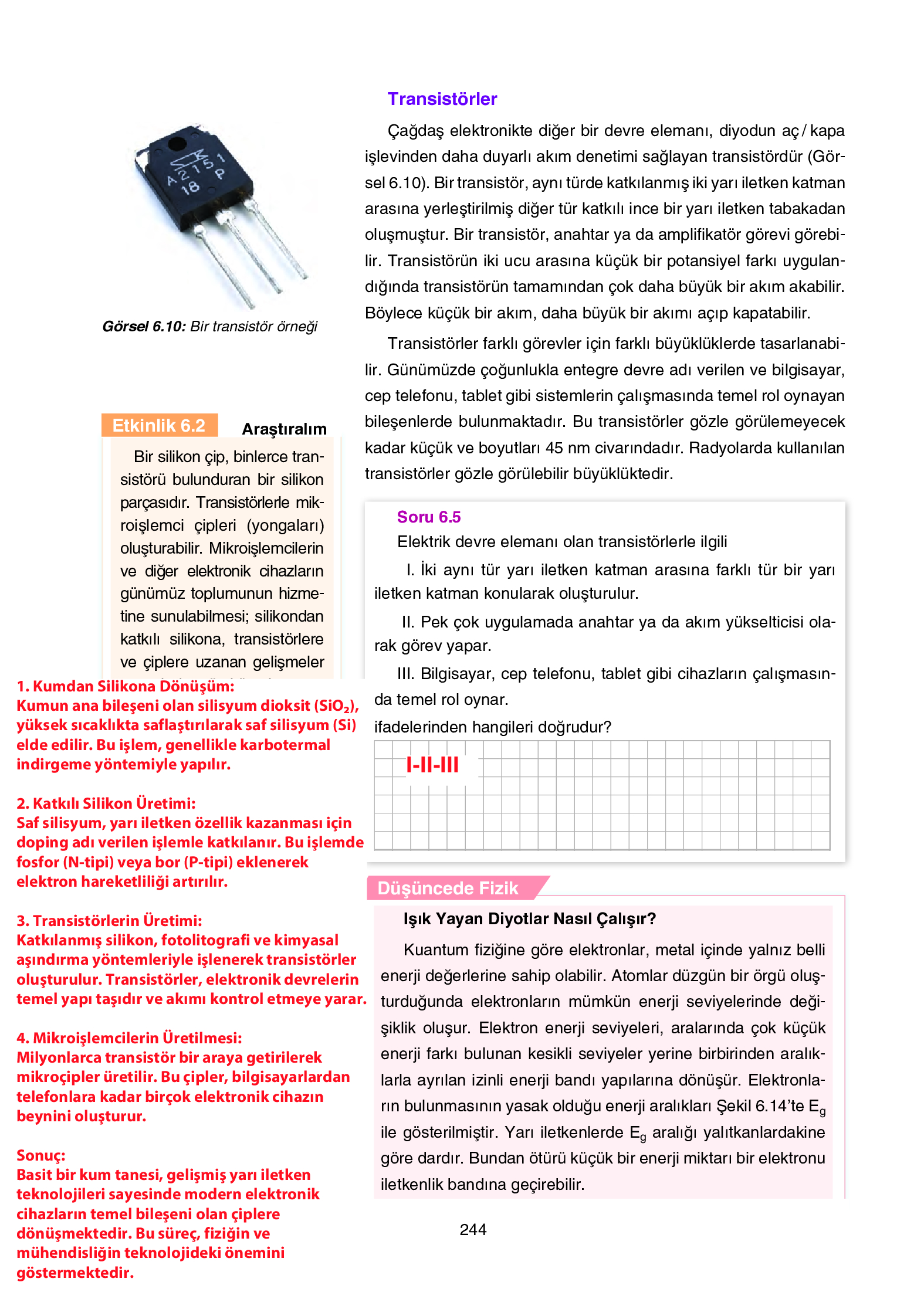 12. Sınıf Yıldırım Yayınları Fizik Ders Kitabı Sayfa 244 Cevapları