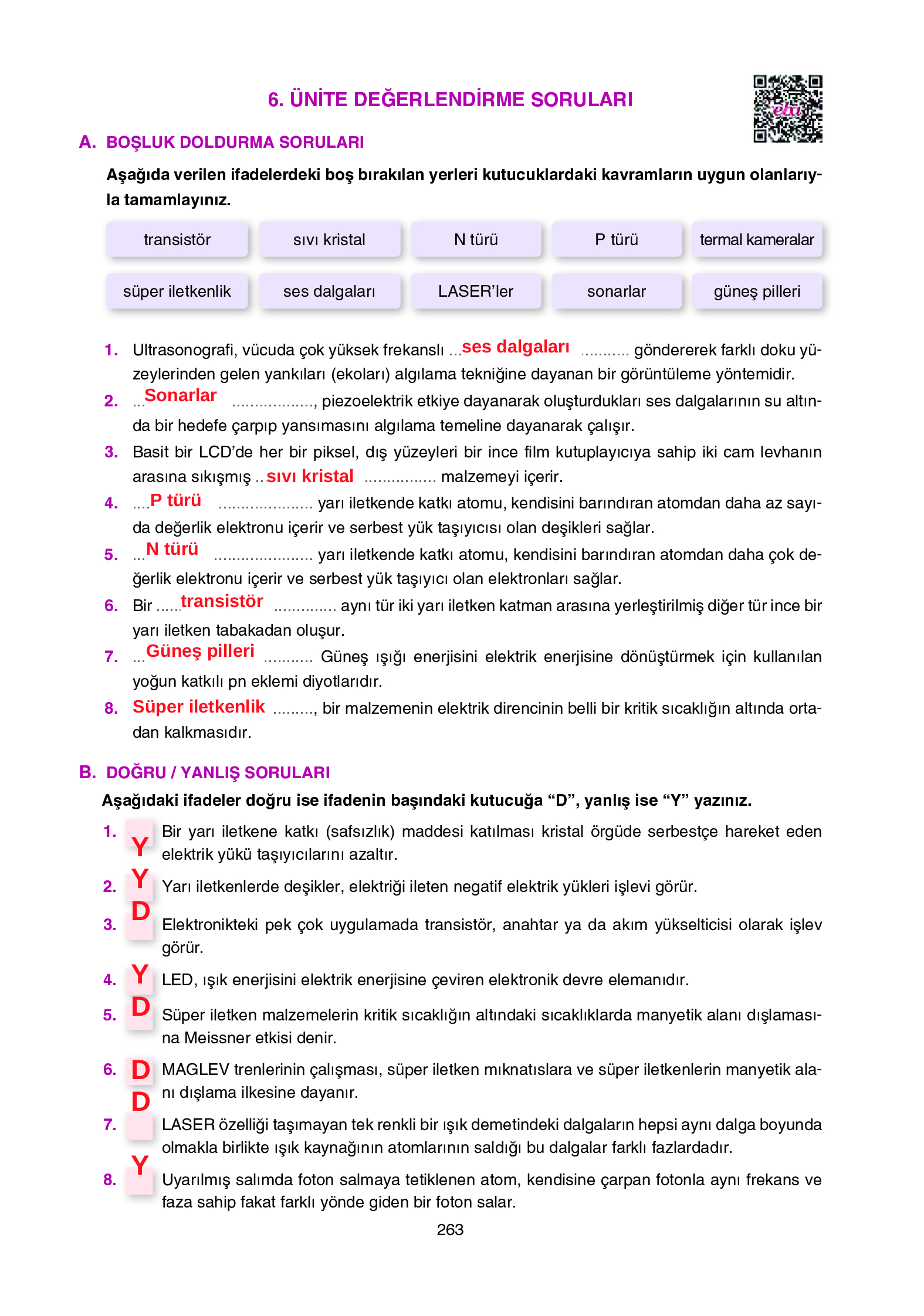 12. Sınıf Yıldırım Yayınları Fizik Ders Kitabı Sayfa 263 Cevapları 12. Sınıf Yıldırım Yayınları Fizik Ders Kitabı Sayfa 263 Cevapları