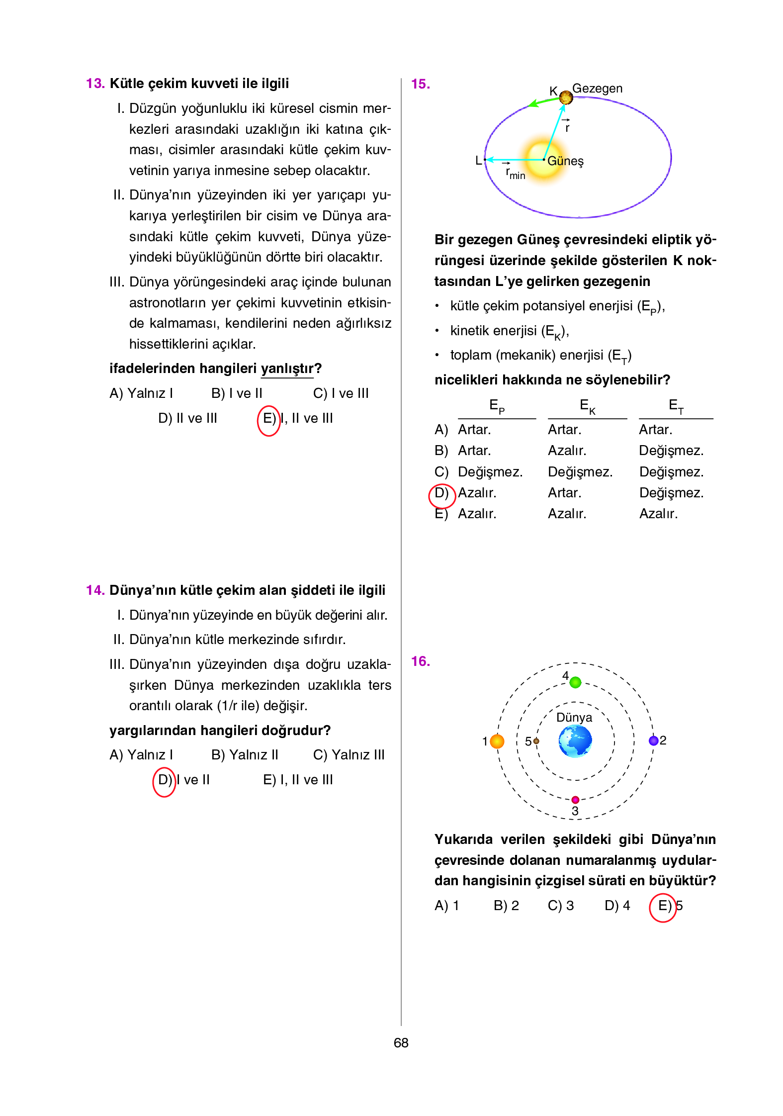12. Sınıf Yıldırım Yayınları Fizik Ders Kitabı Sayfa 68 Cevapları