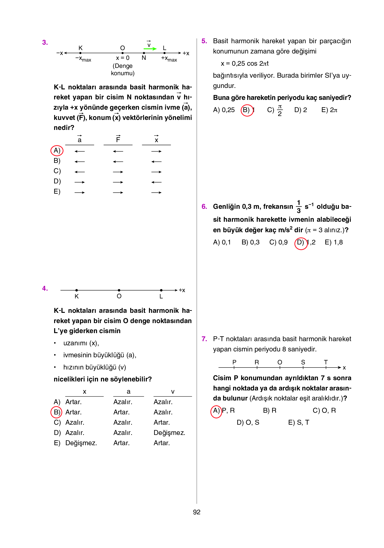 12. Sınıf Yıldırım Yayınları Fizik Ders Kitabı Sayfa 92 Cevapları