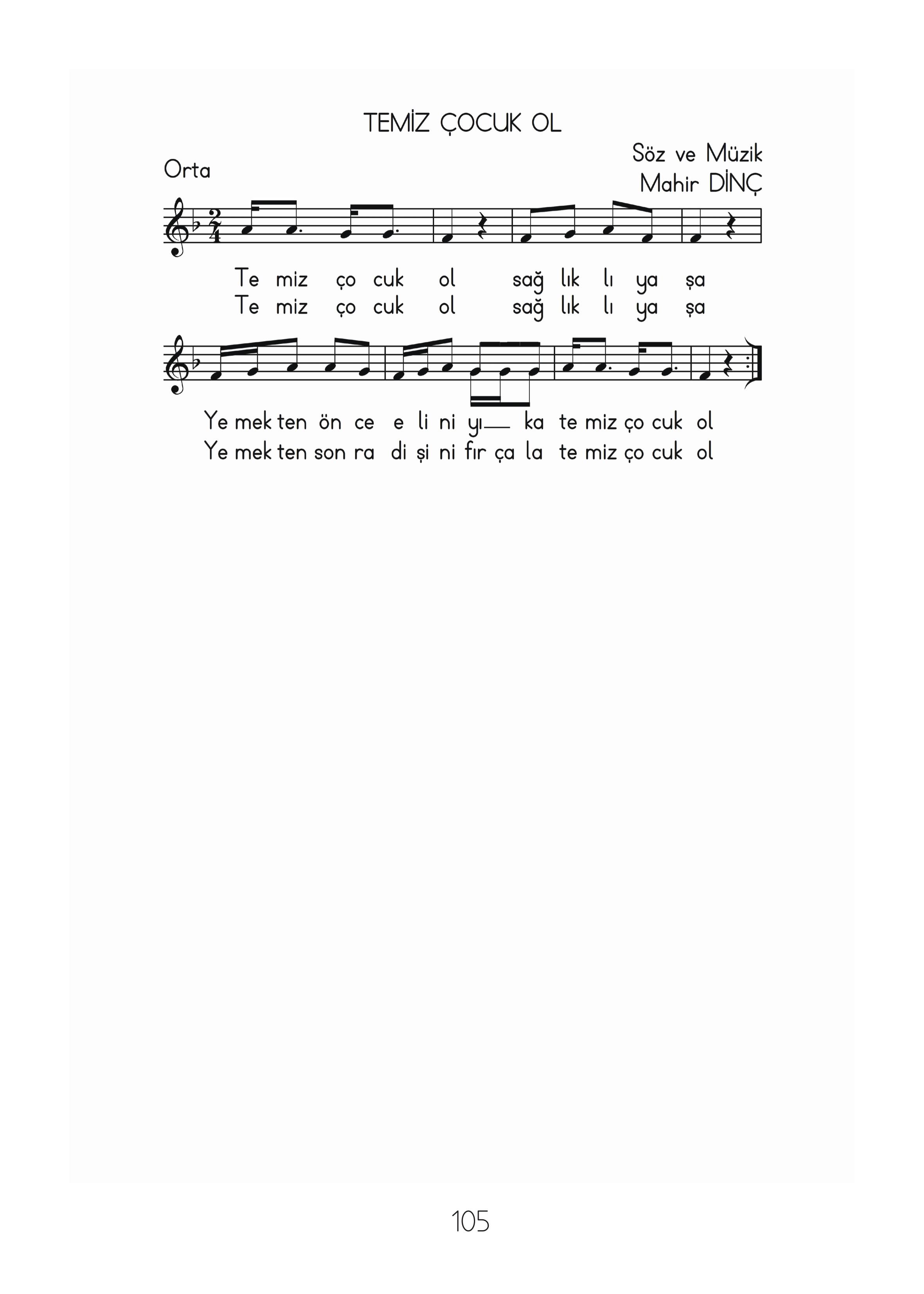 2. Sınıf Hecce Yayıncılık Müzik Ders Kitabı Sayfa 105 Cevapları