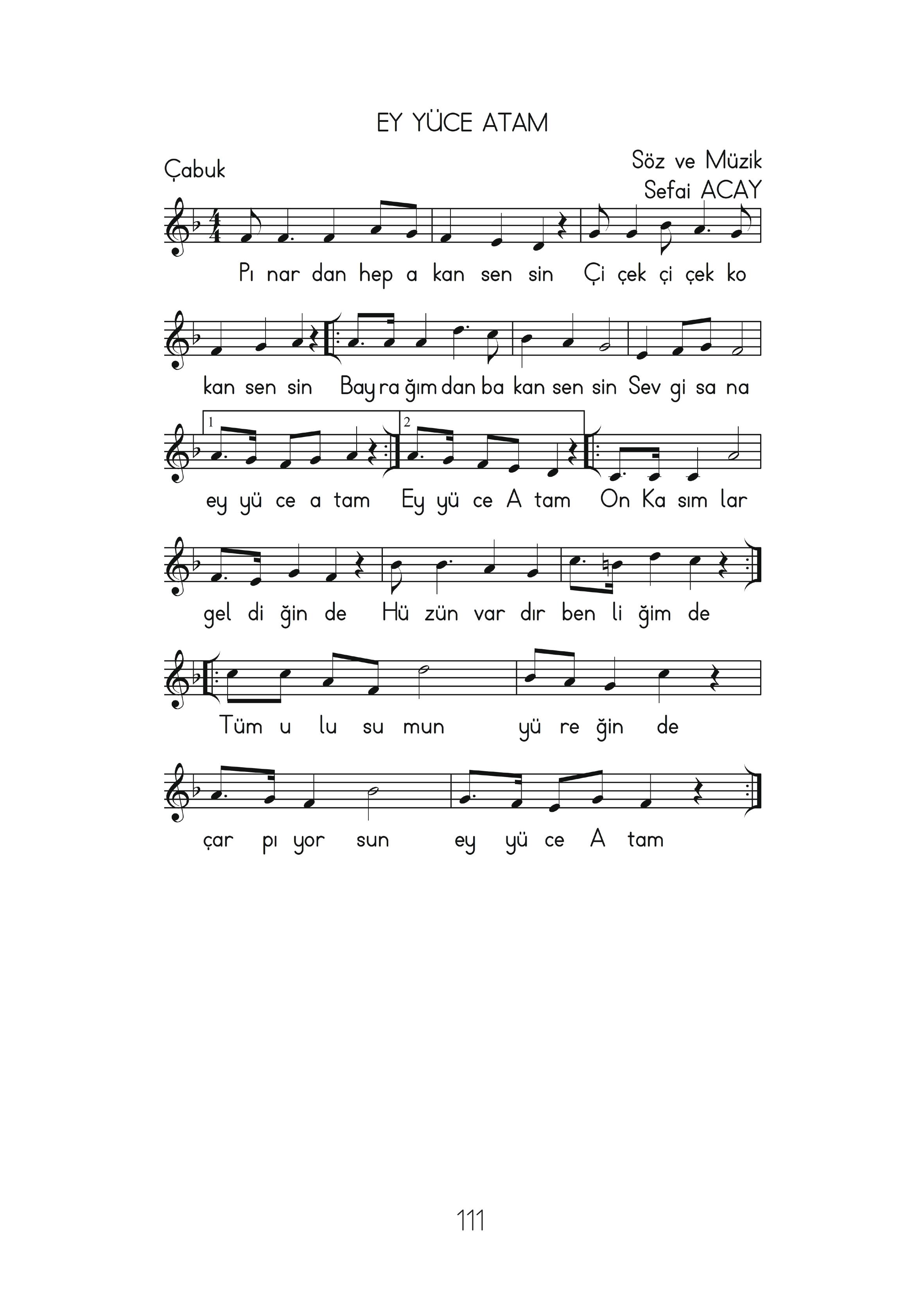 2. Sınıf Hecce Yayıncılık Müzik Ders Kitabı Sayfa 111 Cevapları
