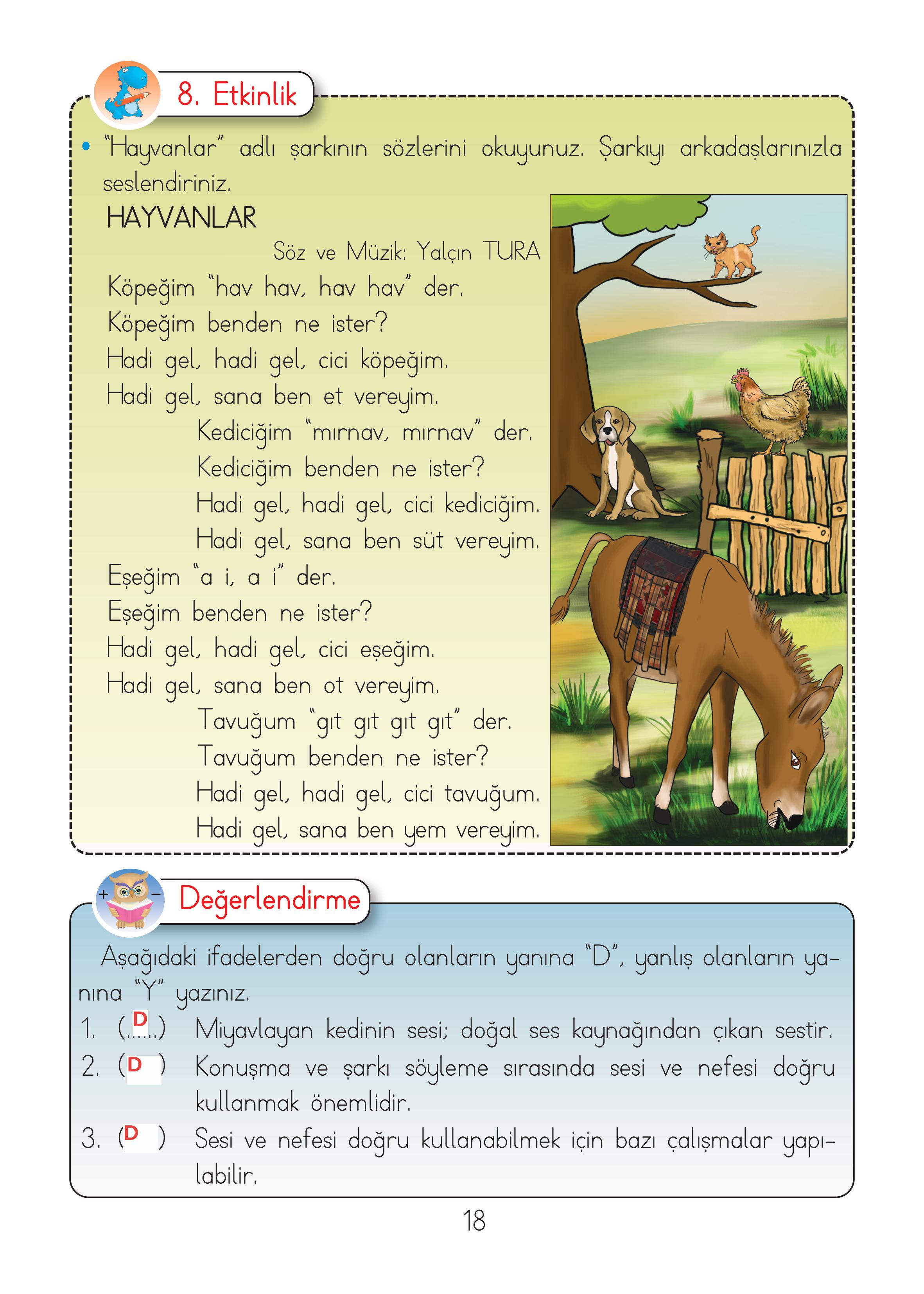 2. Sınıf Hecce Yayıncılık Müzik Ders Kitabı Sayfa 18 Cevapları