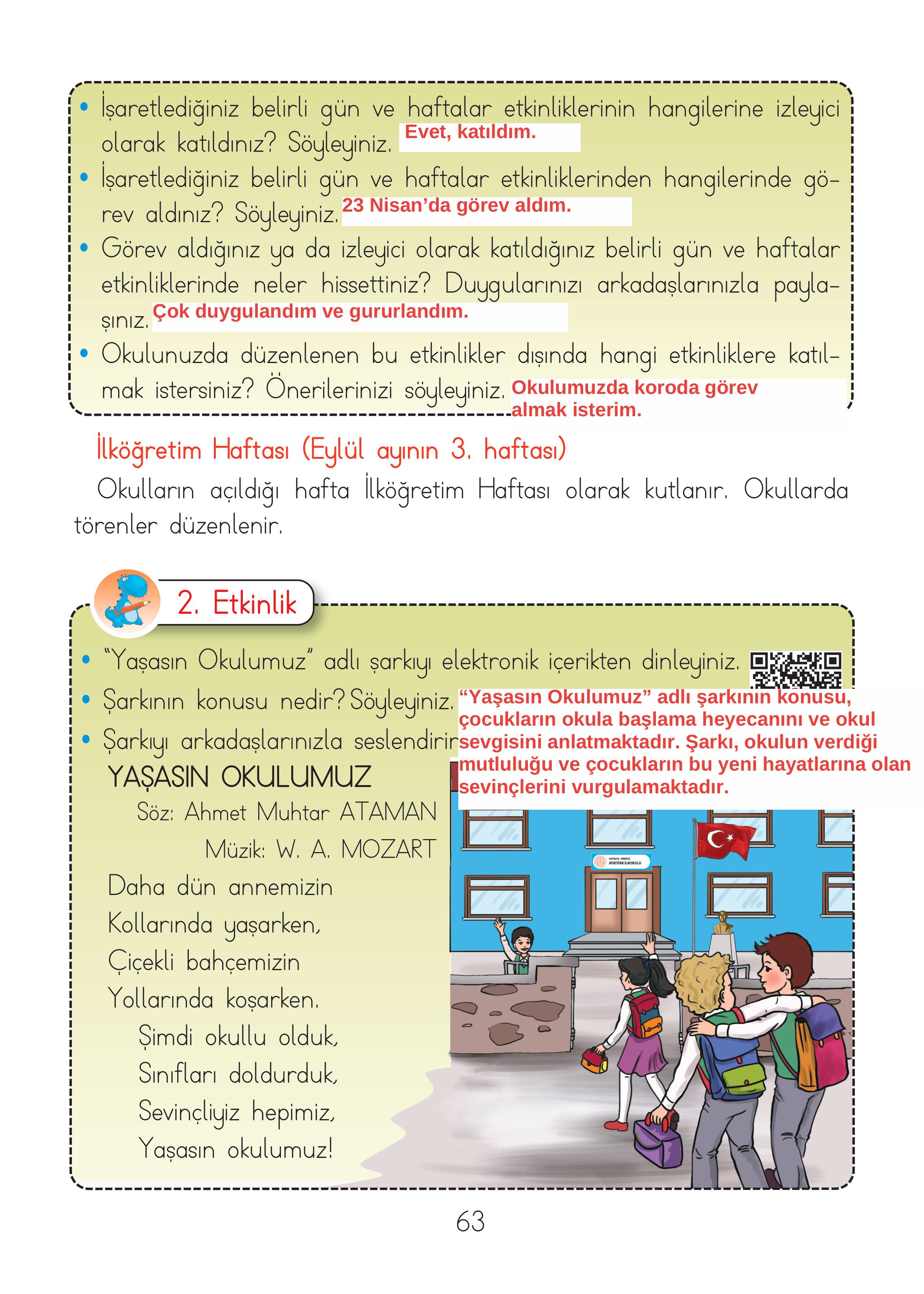 2. Sınıf Hecce Yayıncılık Müzik Ders Kitabı Sayfa 63 Cevapları