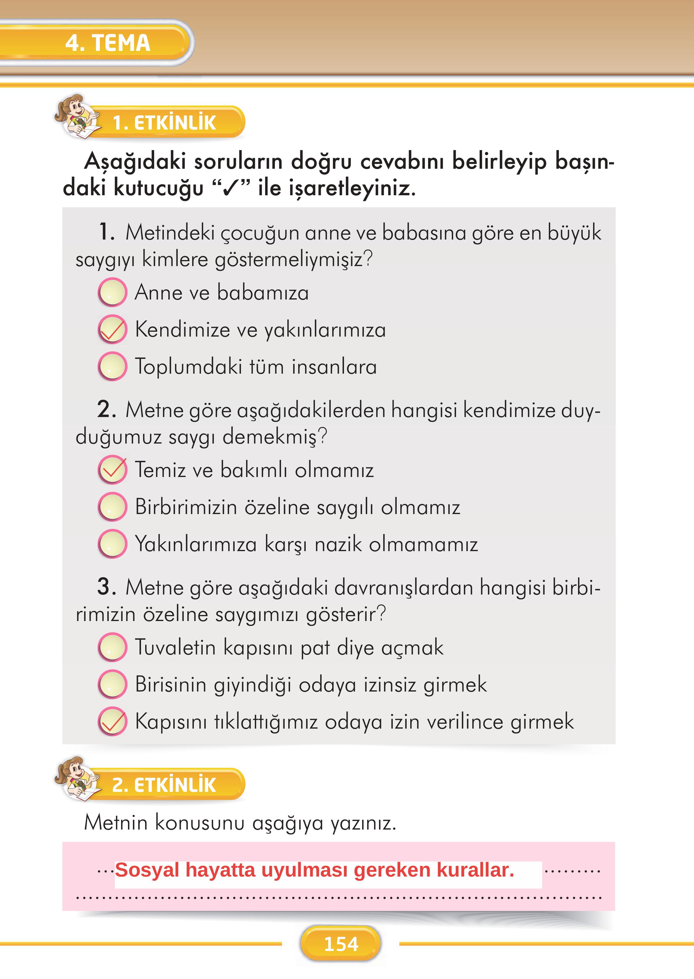 2. Sınıf İlke Yayınları Türkçe Ders Kitabı Sayfa 154 Cevapları 2. Sınıf İlke Yayınları Türkçe Ders Kitabı Sayfa 154 Cevapları