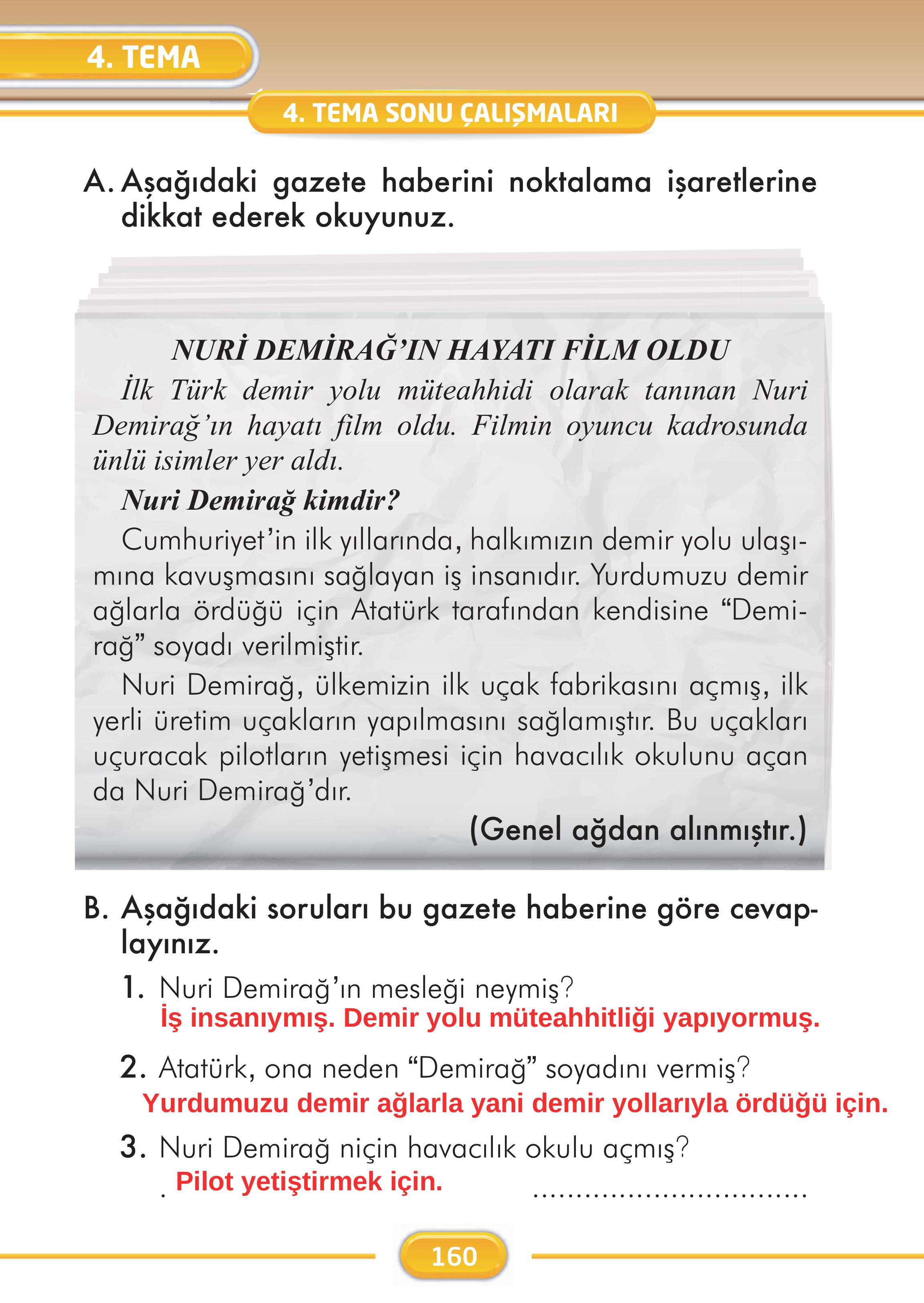 2. Sınıf İlke Yayınları Türkçe Ders Kitabı Sayfa 160 Cevapları 2. Sınıf İlke Yayınları Türkçe Ders Kitabı Sayfa 160 Cevapları