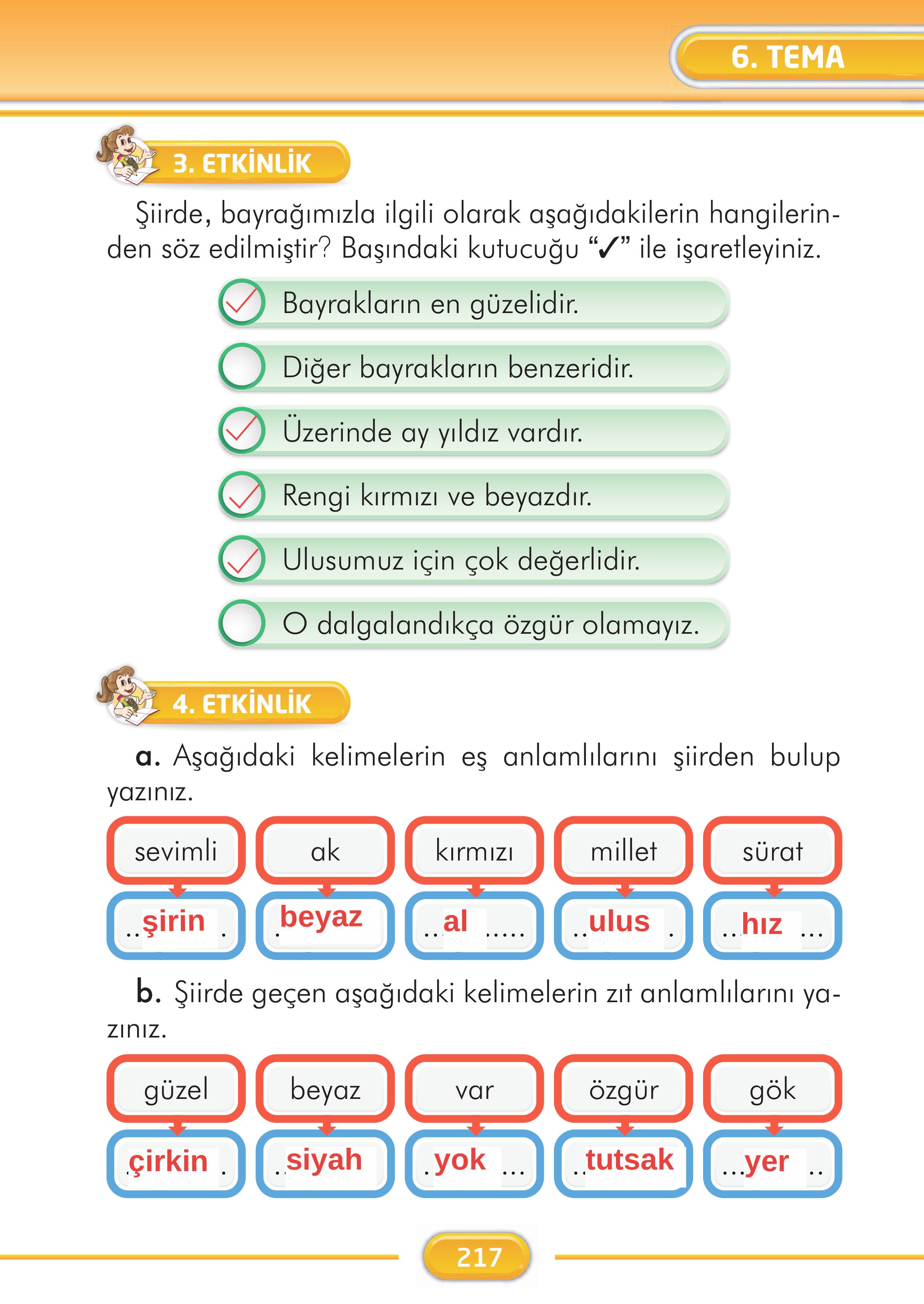 2. Sınıf İlke Yayınları Türkçe Ders Kitabı Sayfa 217 Cevapları