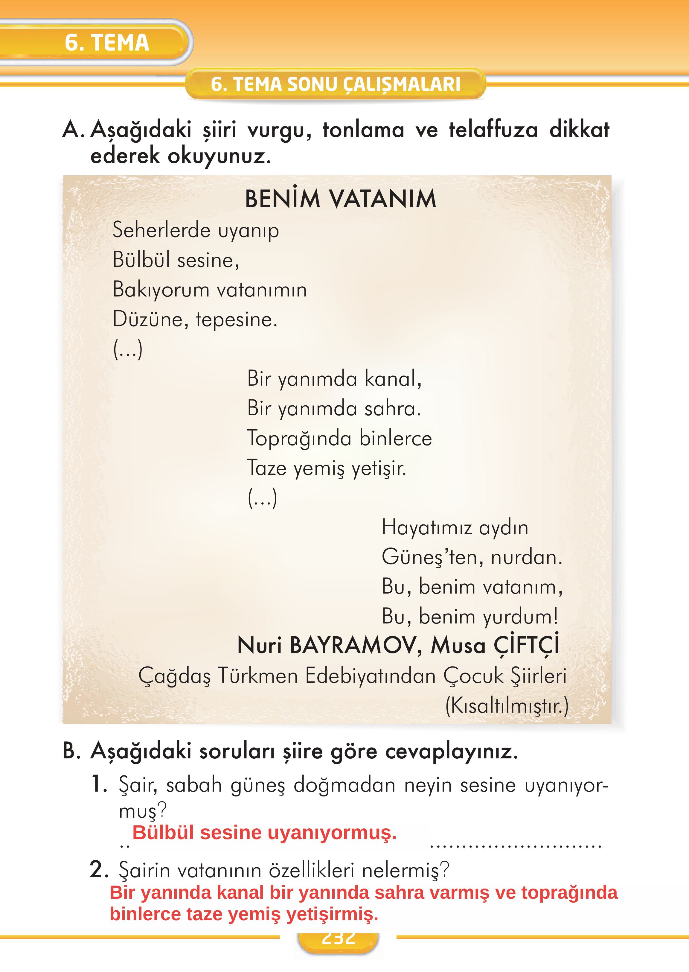 2. Sınıf İlke Yayınları Türkçe Ders Kitabı Sayfa 232 Cevapları