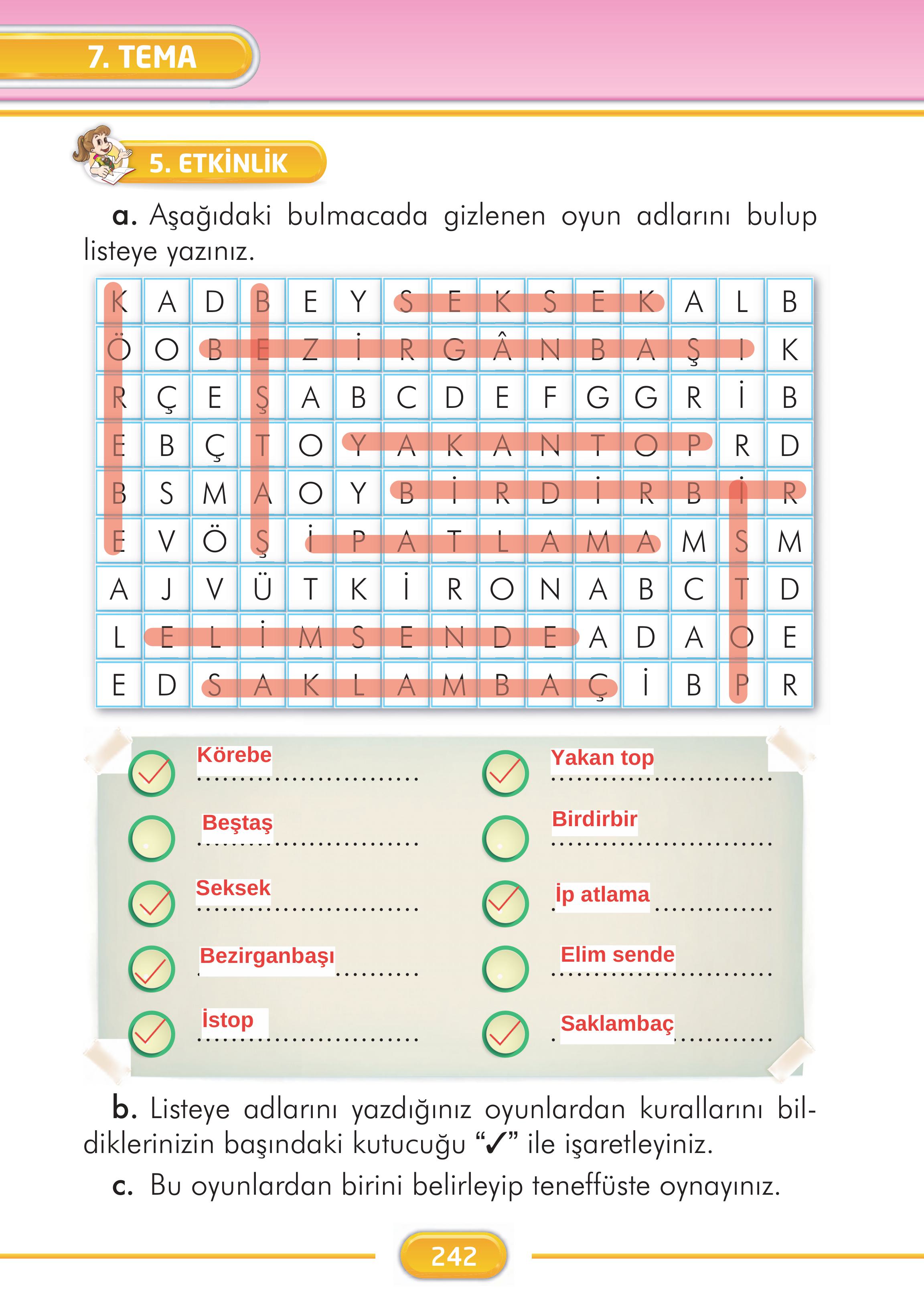 2. Sınıf İlke Yayınları Türkçe Ders Kitabı Sayfa 242 Cevapları