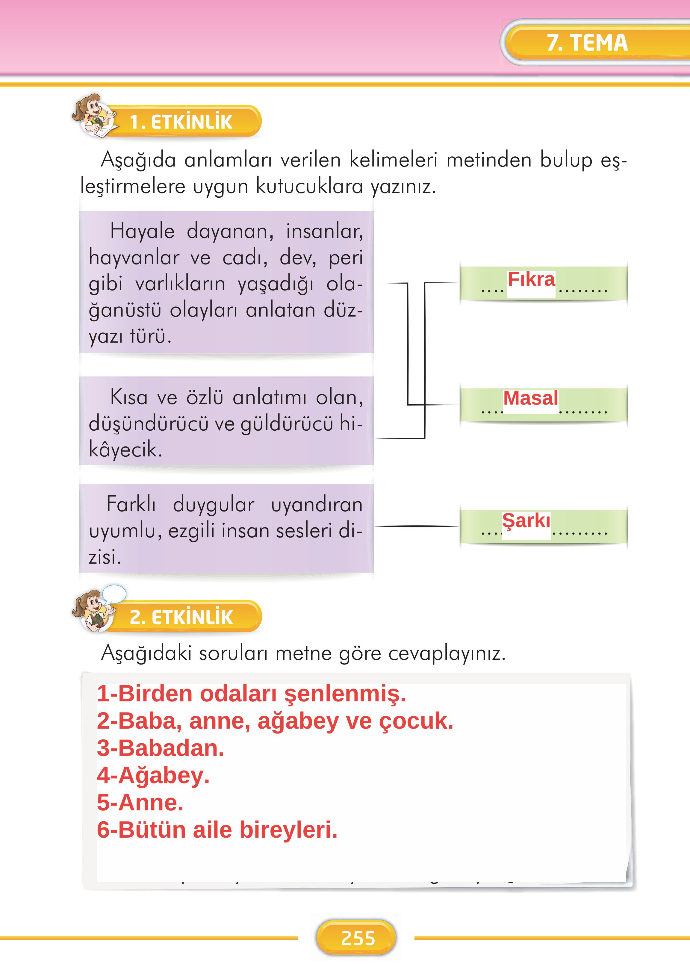 2. Sınıf İlke Yayınları Türkçe Ders Kitabı Sayfa 255 Cevapları