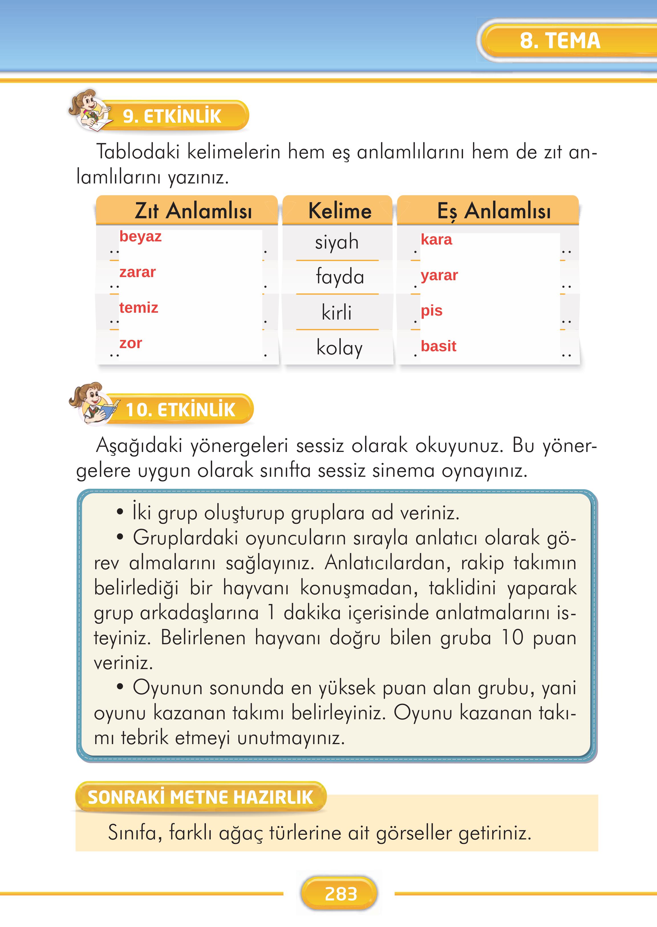 2. Sınıf İlke Yayınları Türkçe Ders Kitabı Sayfa 283 Cevapları