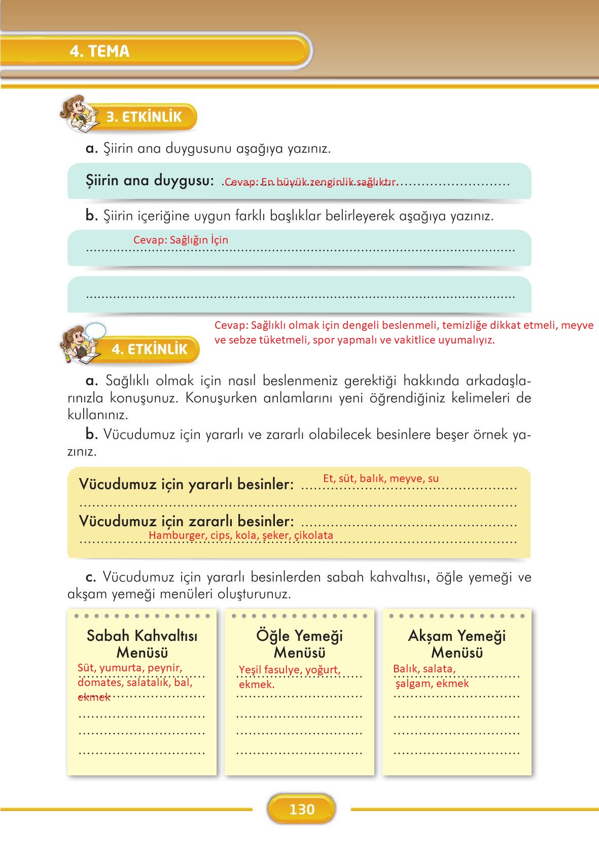 3. Sınıf İlke Yayınları Türkçe Ders Kitabı Sayfa 130 Cevapları