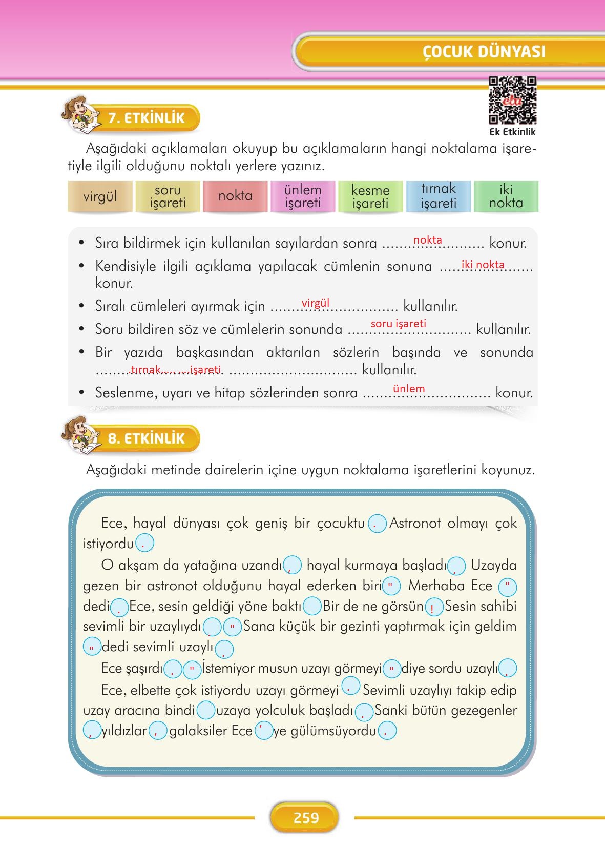 3. Sınıf İlke Yayınları Türkçe Ders Kitabı Sayfa 259 Cevapları 3. Sınıf İlke Yayınları Türkçe Ders Kitabı Sayfa 259 Cevapları