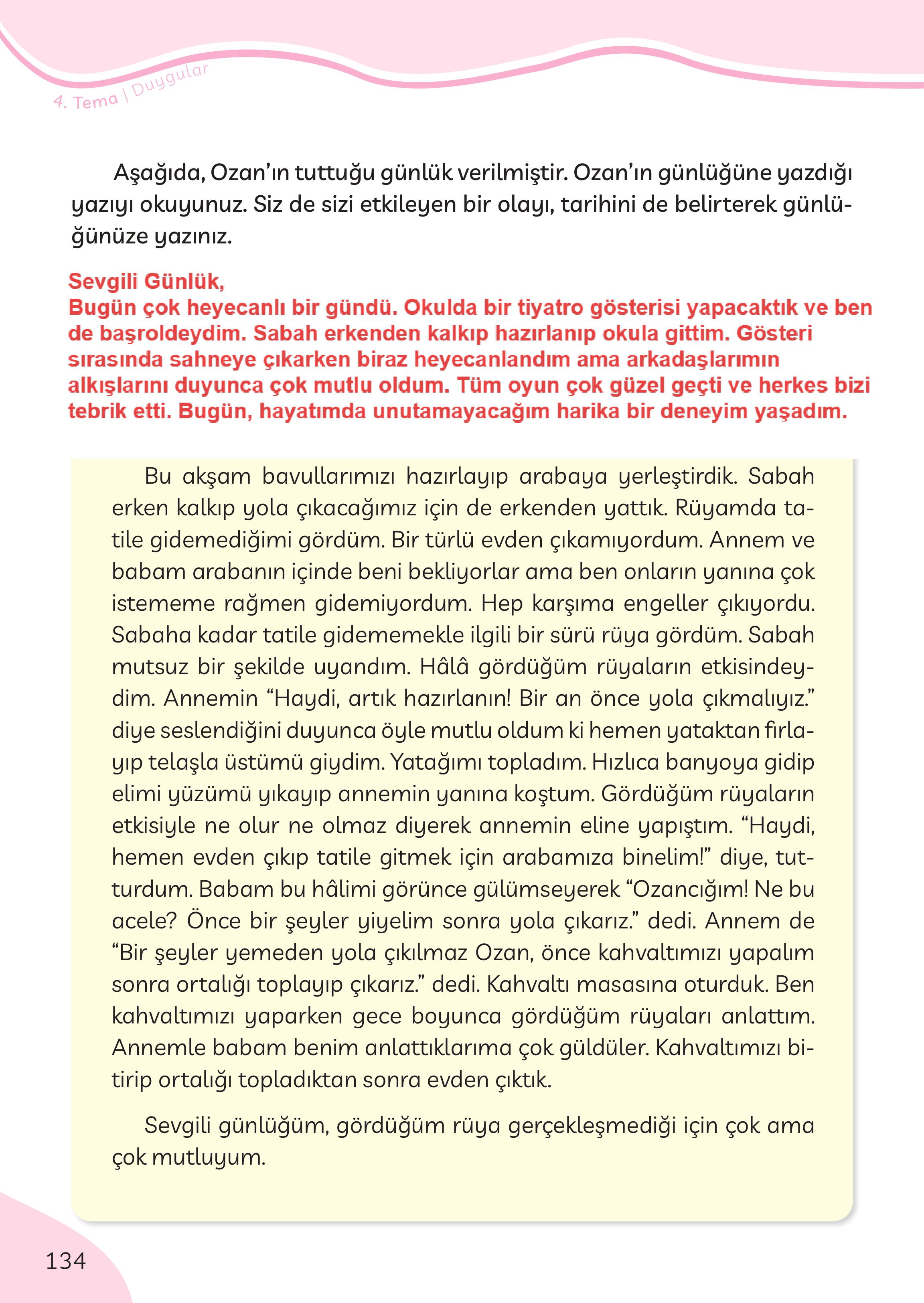 3. Sınıf Meb Yayınları Türkçe Ders Kitabı Sayfa 134 Cevapları
