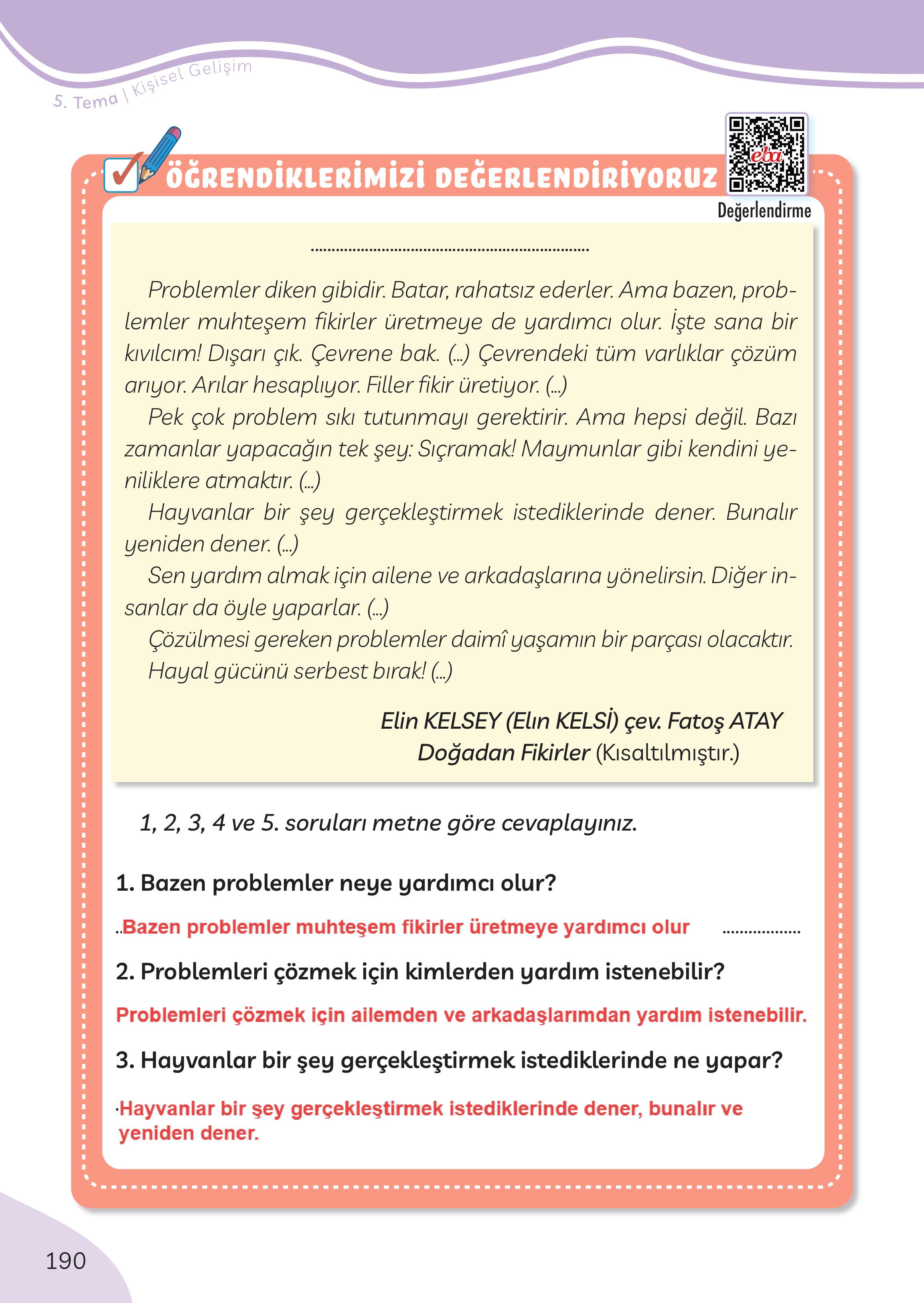 3. Sınıf Meb Yayınları Türkçe Ders Kitabı Sayfa 190 Cevapları 3. Sınıf Meb Yayınları Türkçe Ders Kitabı Sayfa 190 Cevapları