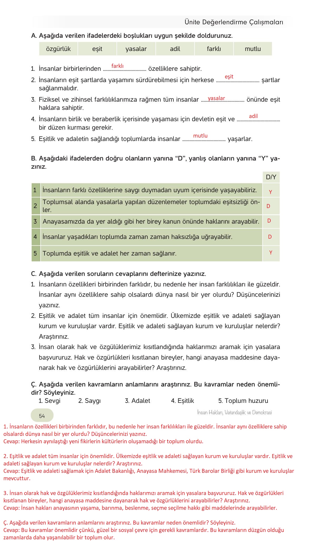 4. Sınıf Hecce Yayıncılık İnsan Hakları Yurttaşlık Ve Demokrasi Ders Kitabı Sayfa 54 Cevapları 4. Sınıf Hecce Yayıncılık İnsan Hakları Yurttaşlık Ve Demokrasi Ders Kitabı Sayfa 54 Cevapları