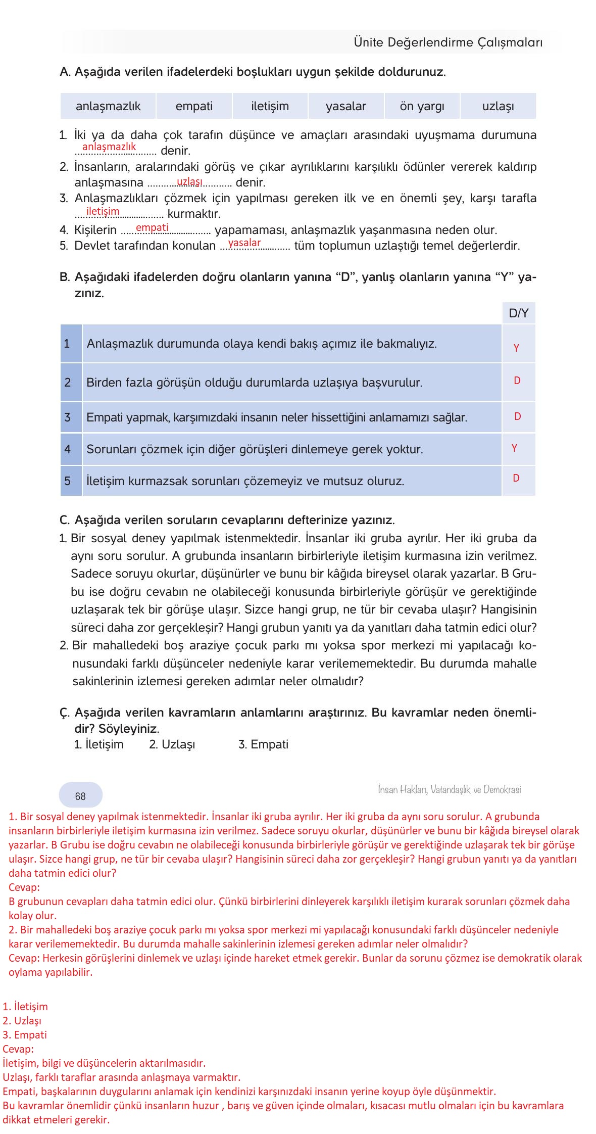 4. Sınıf Hecce Yayıncılık İnsan Hakları Yurttaşlık Ve Demokrasi Ders Kitabı Sayfa 68 Cevapları 4. Sınıf Hecce Yayıncılık İnsan Hakları Yurttaşlık Ve Demokrasi Ders Kitabı Sayfa 68 Cevapları