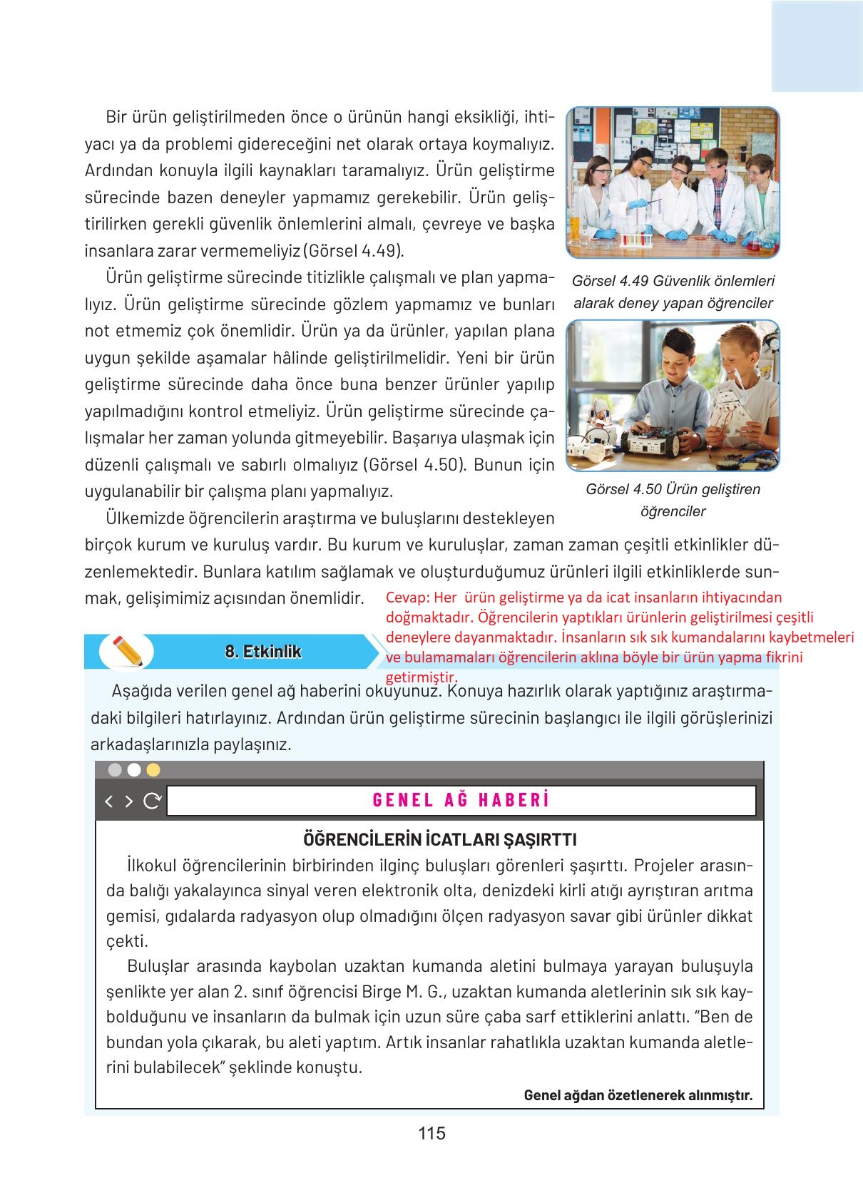 4. Sınıf Hecce Yayıncılık Sosyal Bilgiler Ders Kitabı Sayfa 115 Cevapları