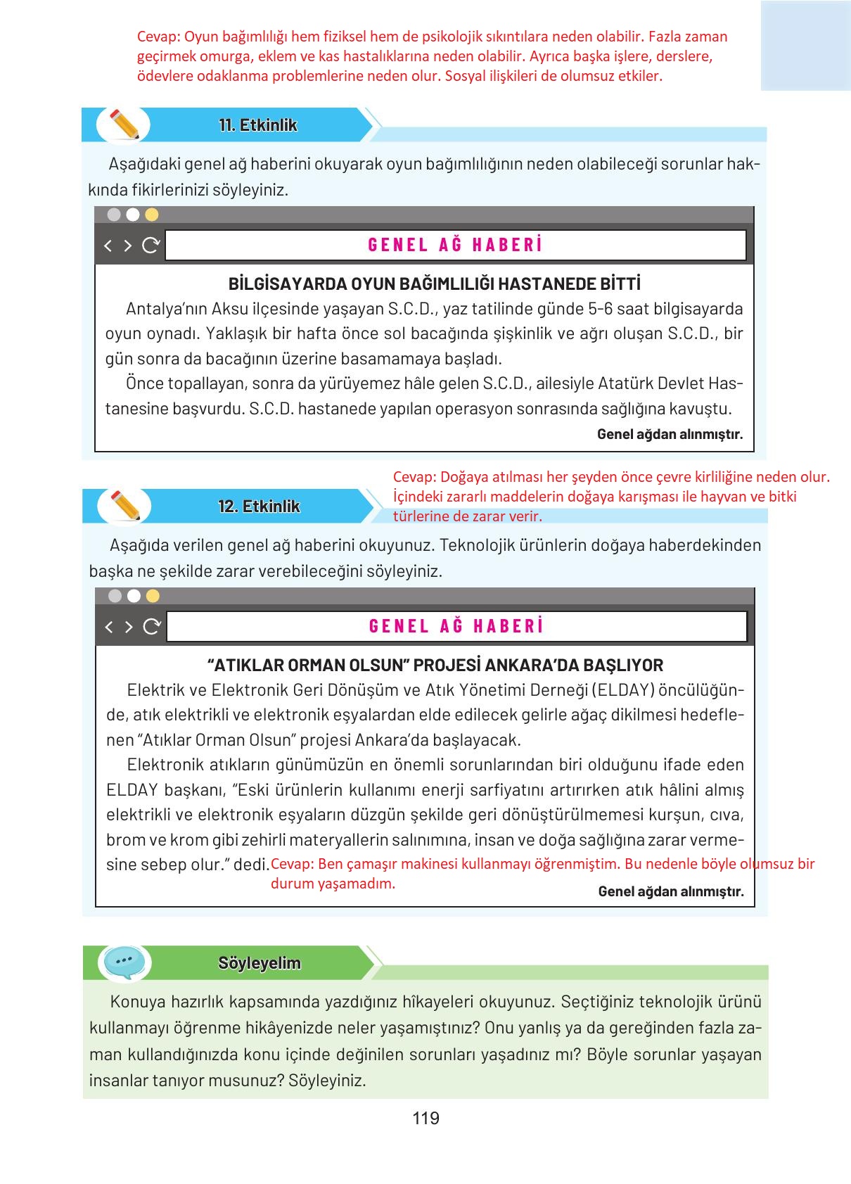4. Sınıf Hecce Yayıncılık Sosyal Bilgiler Ders Kitabı Sayfa 119 Cevapları