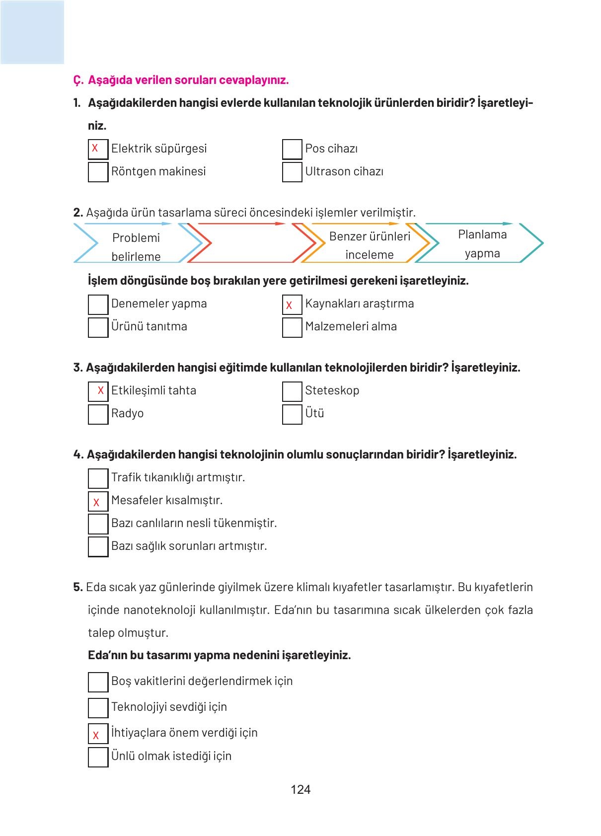4. Sınıf Hecce Yayıncılık Sosyal Bilgiler Ders Kitabı Sayfa 124 Cevapları