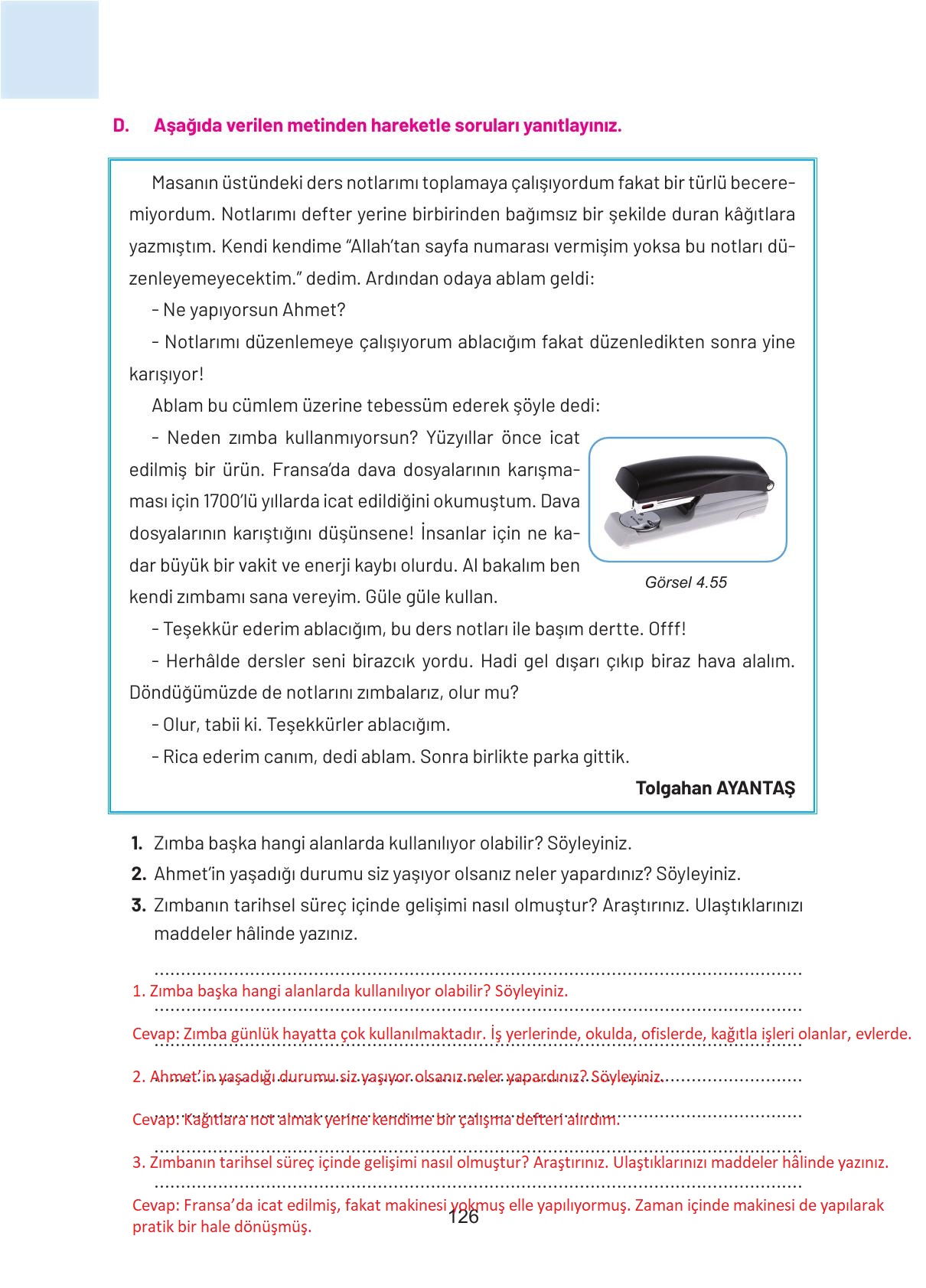 4. Sınıf Hecce Yayıncılık Sosyal Bilgiler Ders Kitabı Sayfa 126 Cevapları