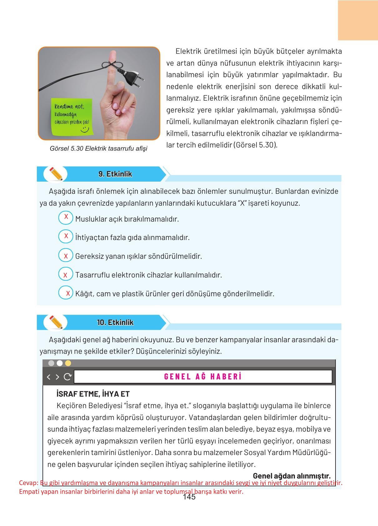 4. Sınıf Hecce Yayıncılık Sosyal Bilgiler Ders Kitabı Sayfa 145 Cevapları