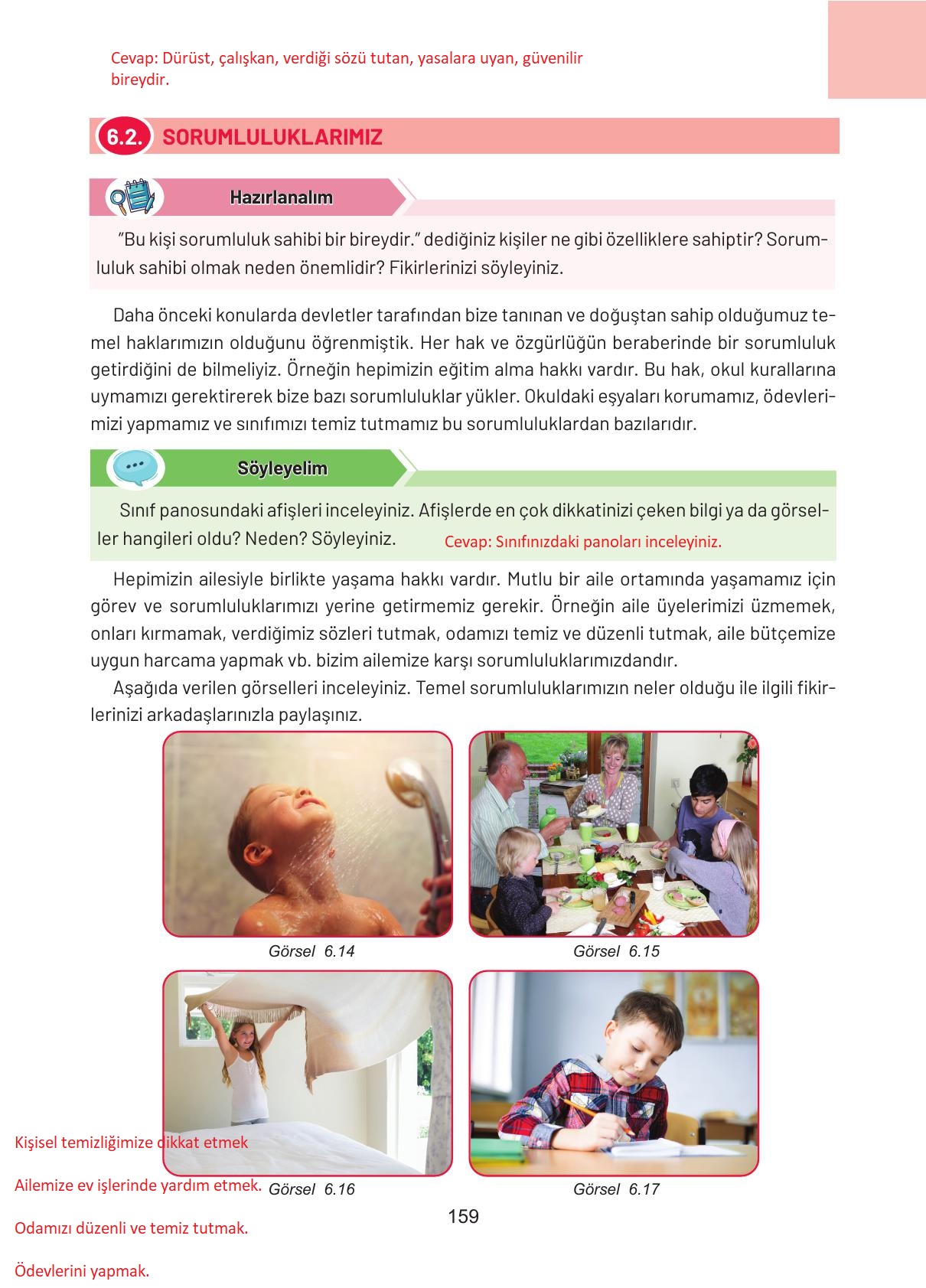 4. Sınıf Hecce Yayıncılık Sosyal Bilgiler Ders Kitabı Sayfa 159 Cevapları