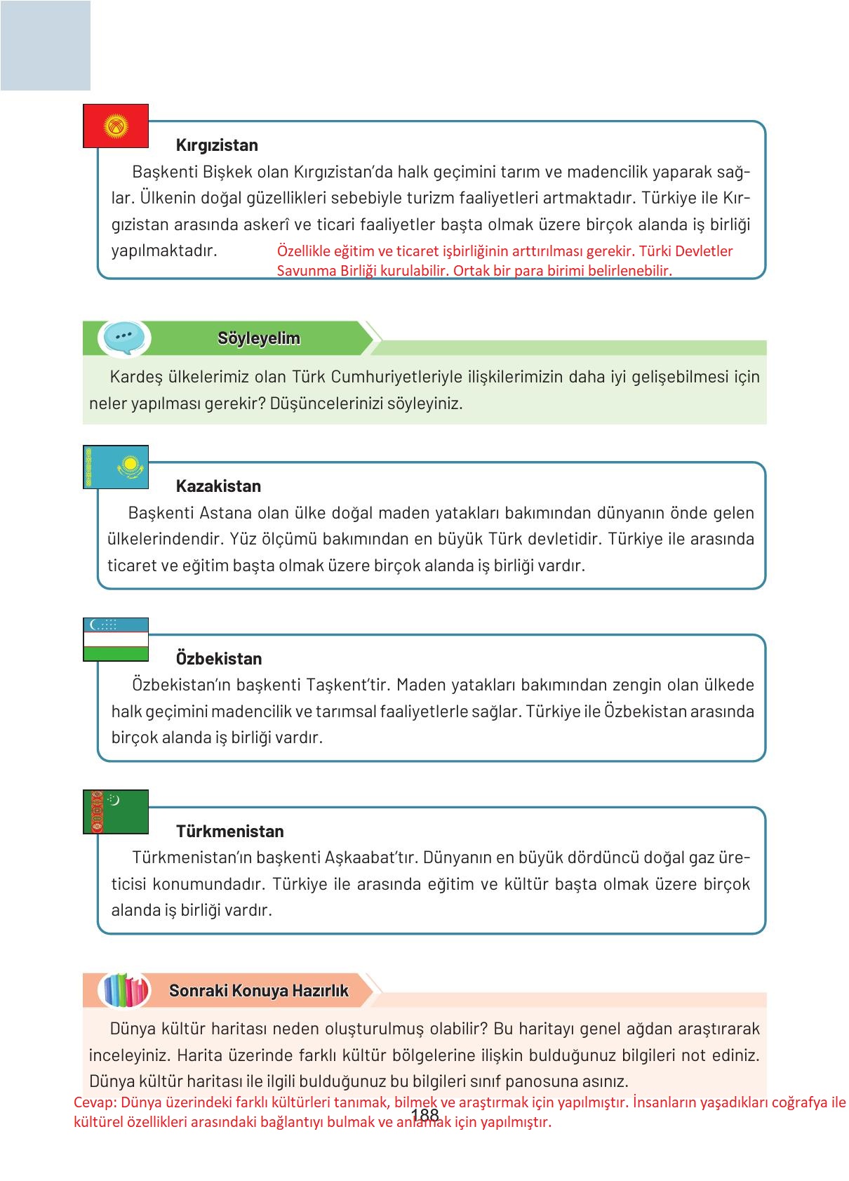 4. Sınıf Hecce Yayıncılık Sosyal Bilgiler Ders Kitabı Sayfa 188 Cevapları