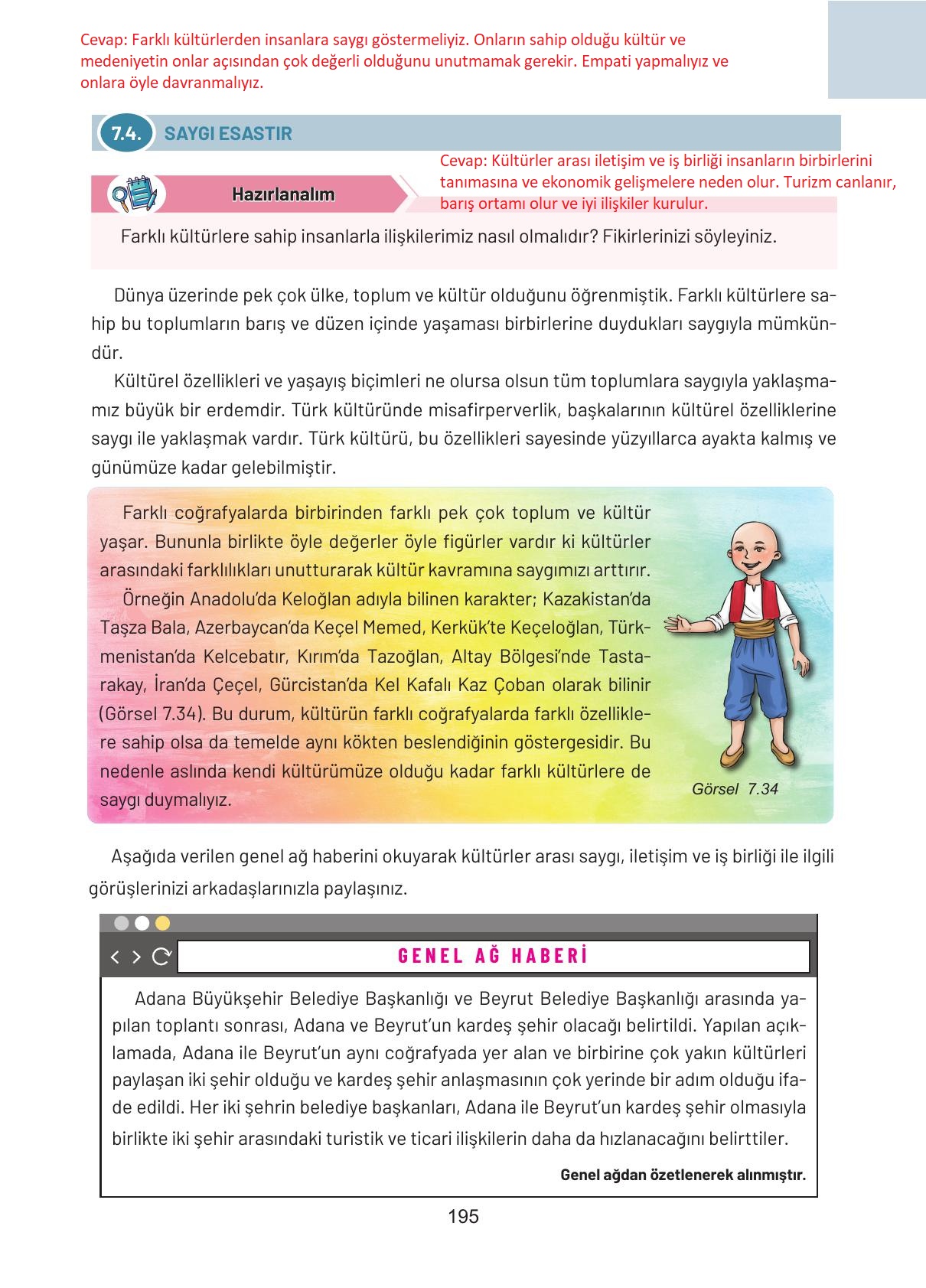 4. Sınıf Hecce Yayıncılık Sosyal Bilgiler Ders Kitabı Sayfa 195 Cevapları