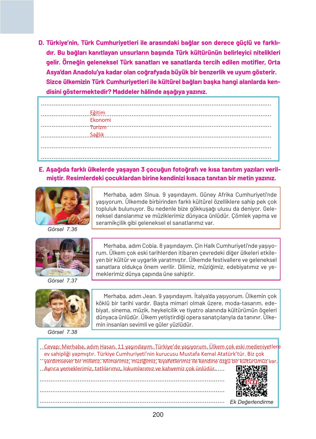 4. Sınıf Hecce Yayıncılık Sosyal Bilgiler Ders Kitabı Sayfa 200 Cevapları