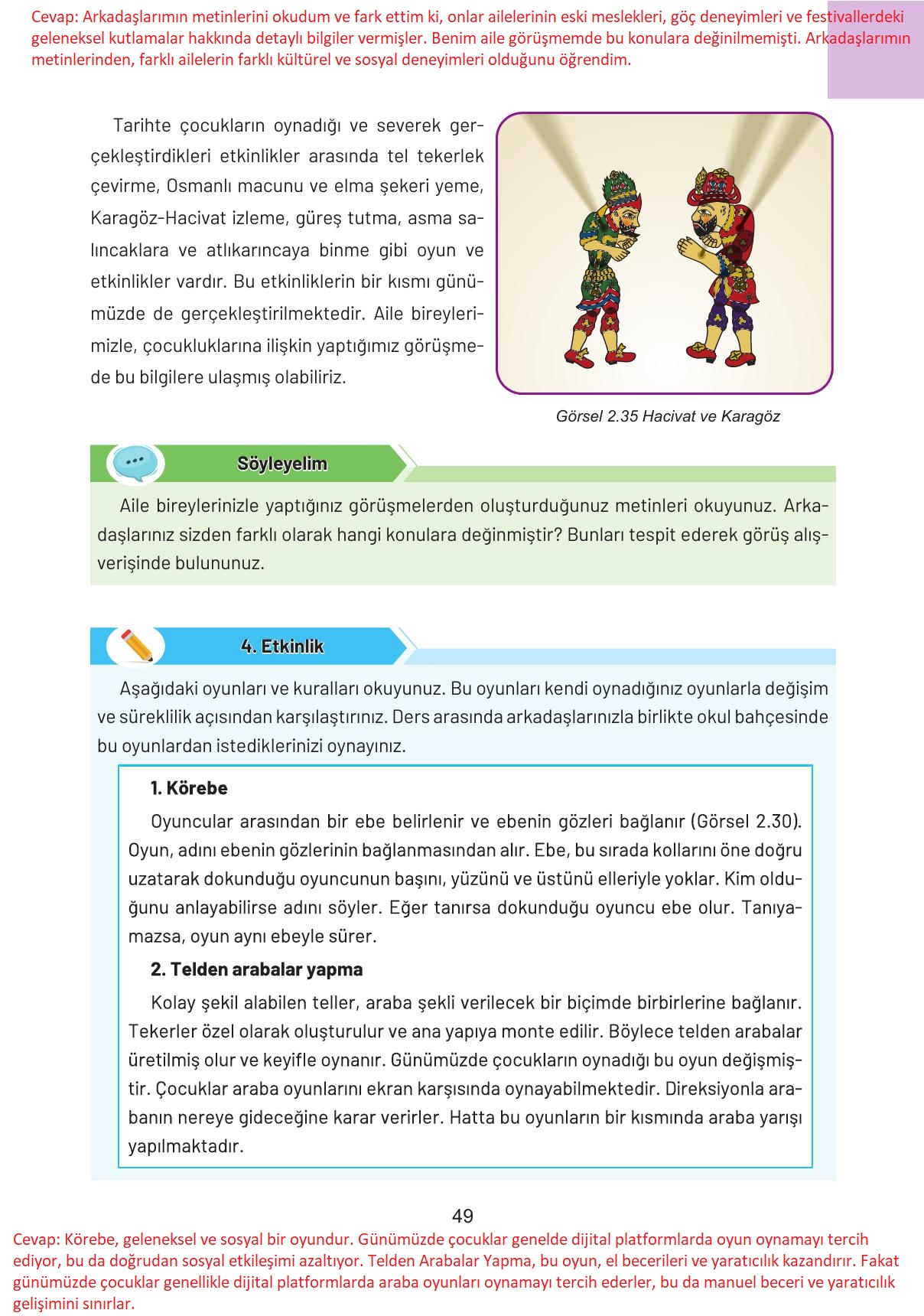 4. Sınıf Hecce Yayıncılık Sosyal Bilgiler Ders Kitabı Sayfa 49 Cevapları