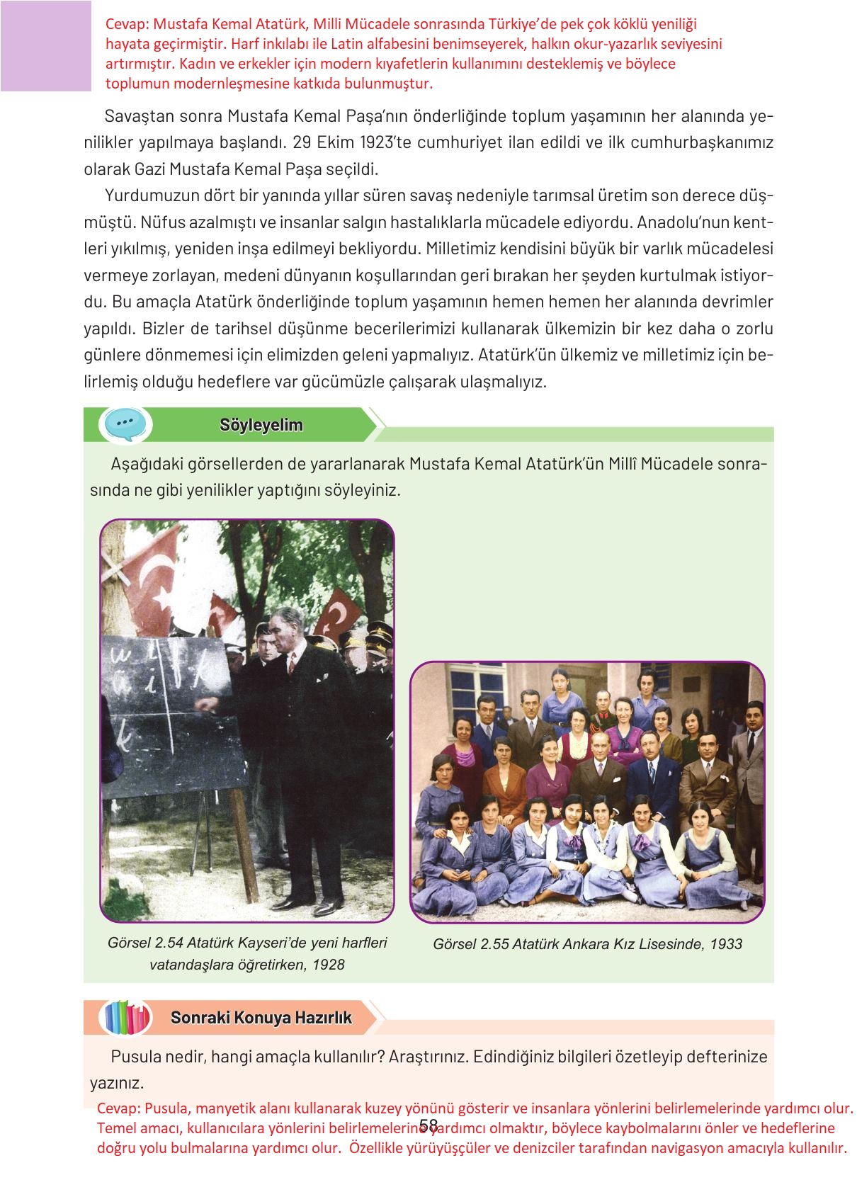 4. Sınıf Hecce Yayıncılık Sosyal Bilgiler Ders Kitabı Sayfa 58 Cevapları