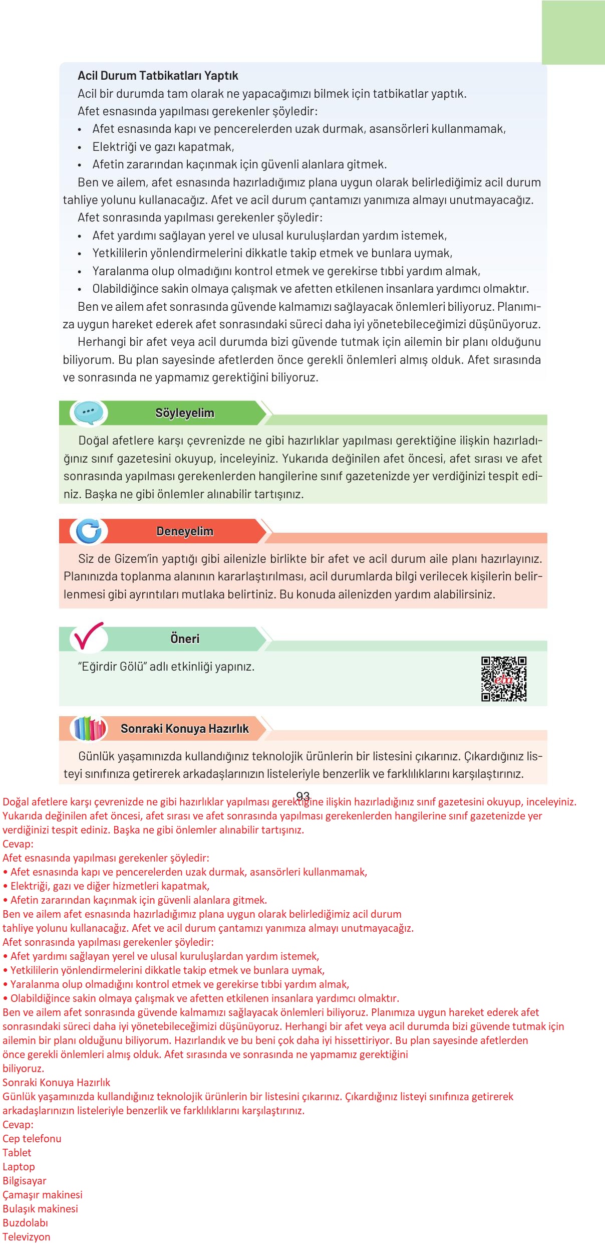 4. Sınıf Hecce Yayıncılık Sosyal Bilgiler Ders Kitabı Sayfa 93 Cevapları