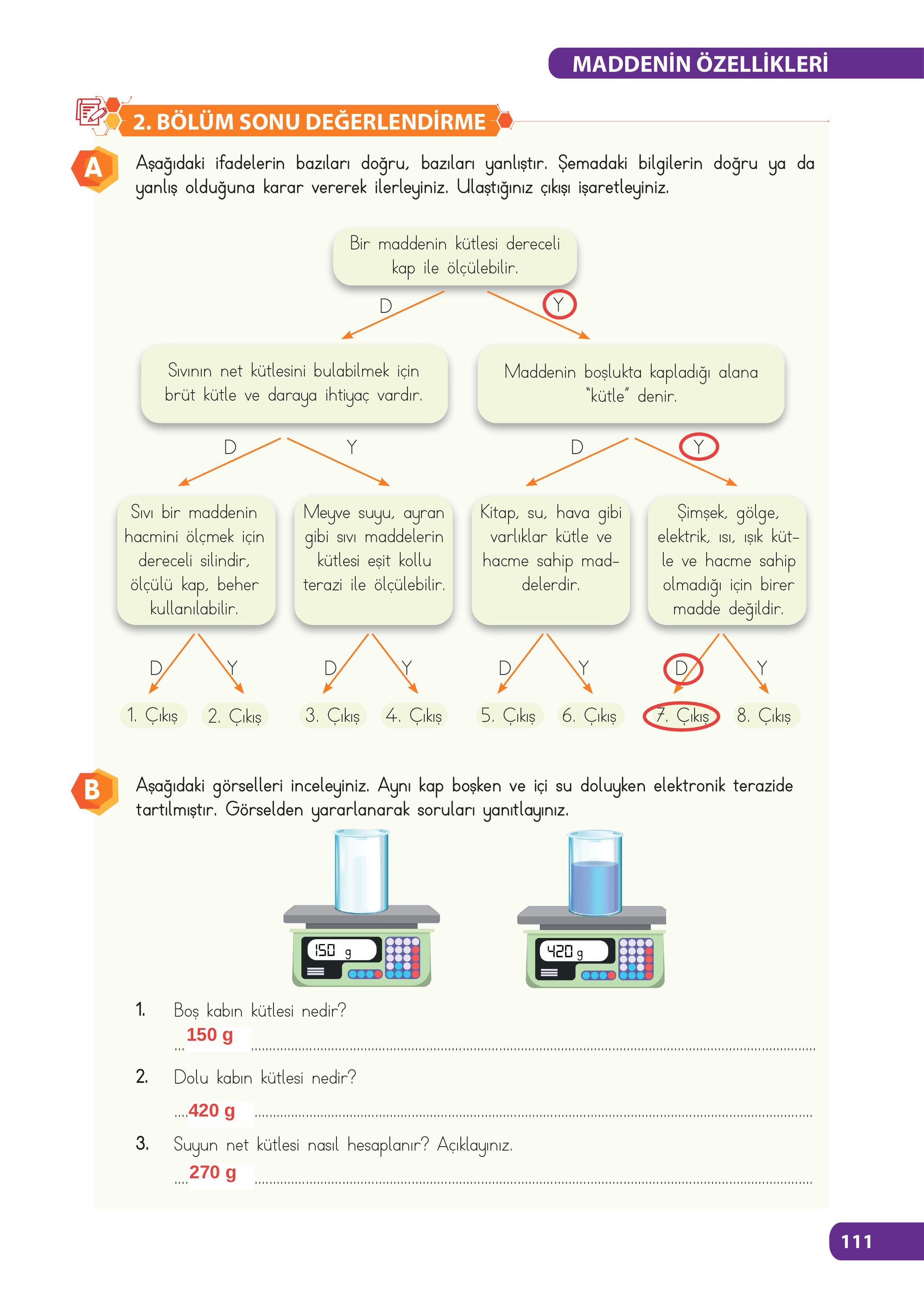 4. Sınıf Meb Yayınları Fen Bilimleri Ders Kitabı Sayfa 111 Cevapları