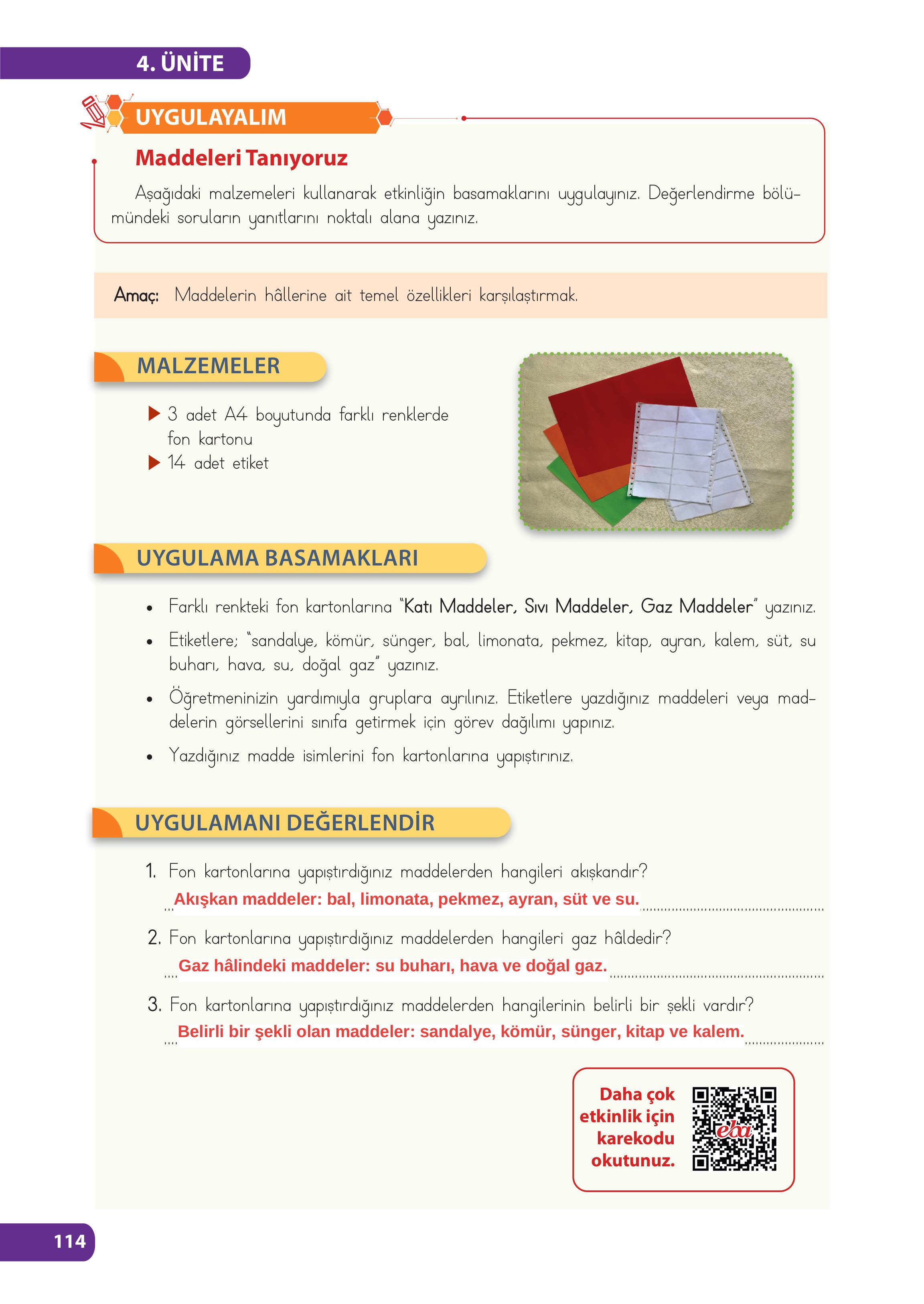 4. Sınıf Meb Yayınları Fen Bilimleri Ders Kitabı Sayfa 114 Cevapları