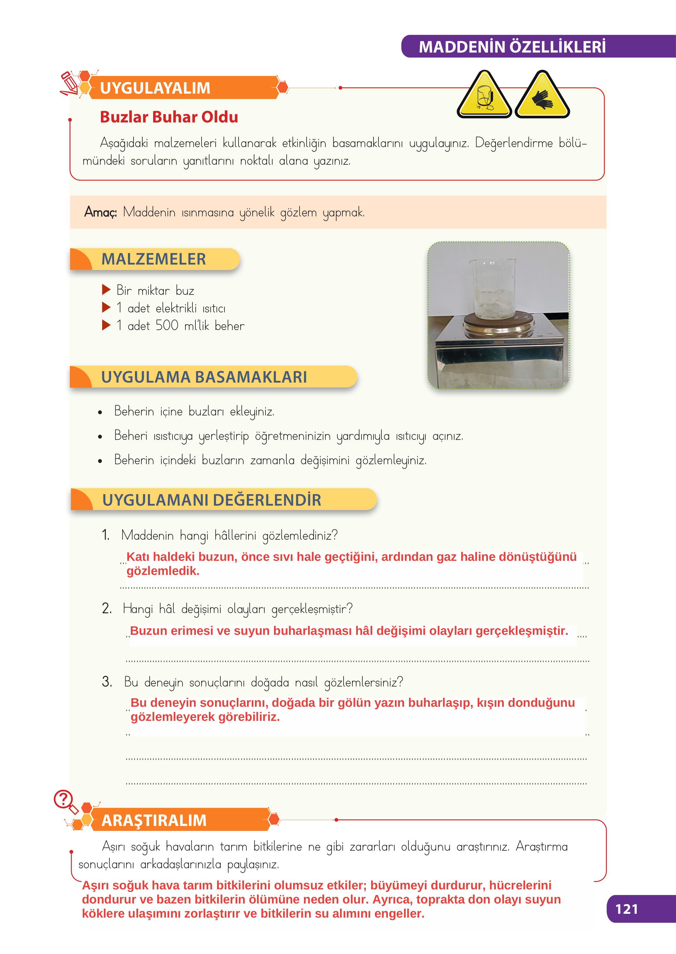 4. Sınıf Meb Yayınları Fen Bilimleri Ders Kitabı Sayfa 121 Cevapları