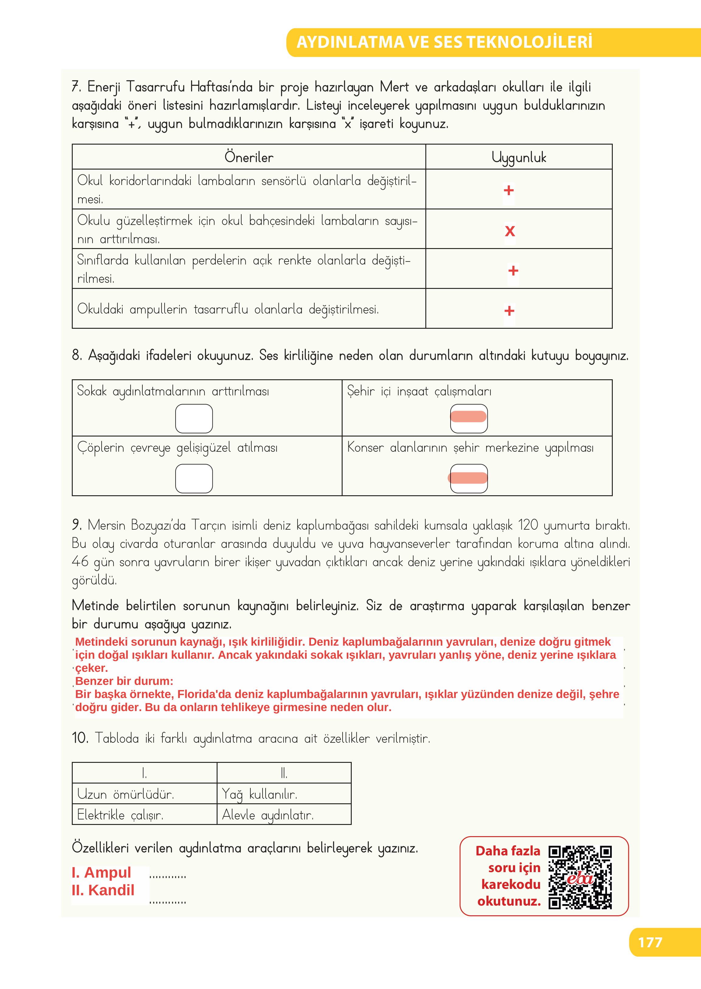 4. Sınıf Meb Yayınları Fen Bilimleri Ders Kitabı Sayfa 177 Cevapları