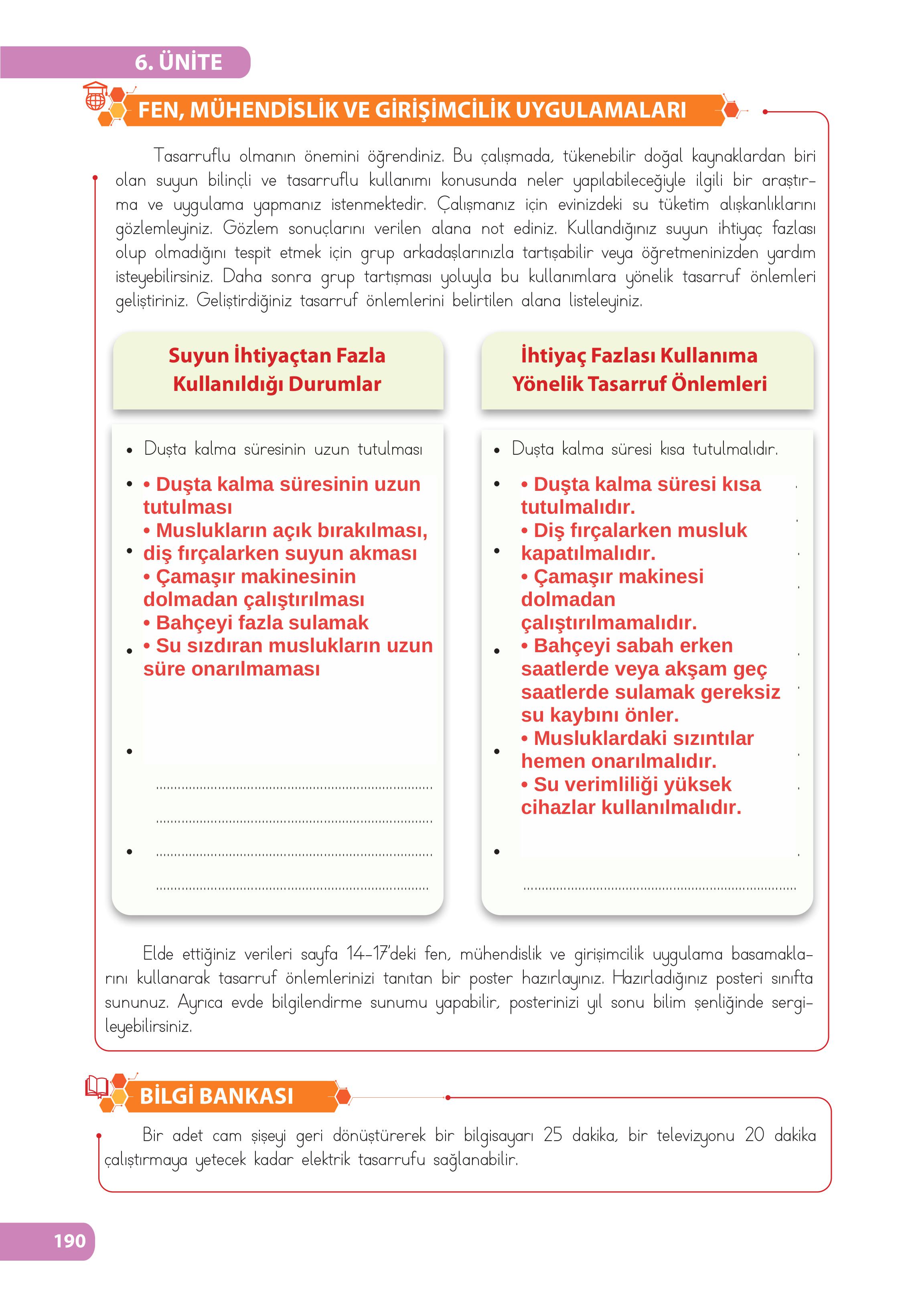 4. Sınıf Meb Yayınları Fen Bilimleri Ders Kitabı Sayfa 190 Cevapları