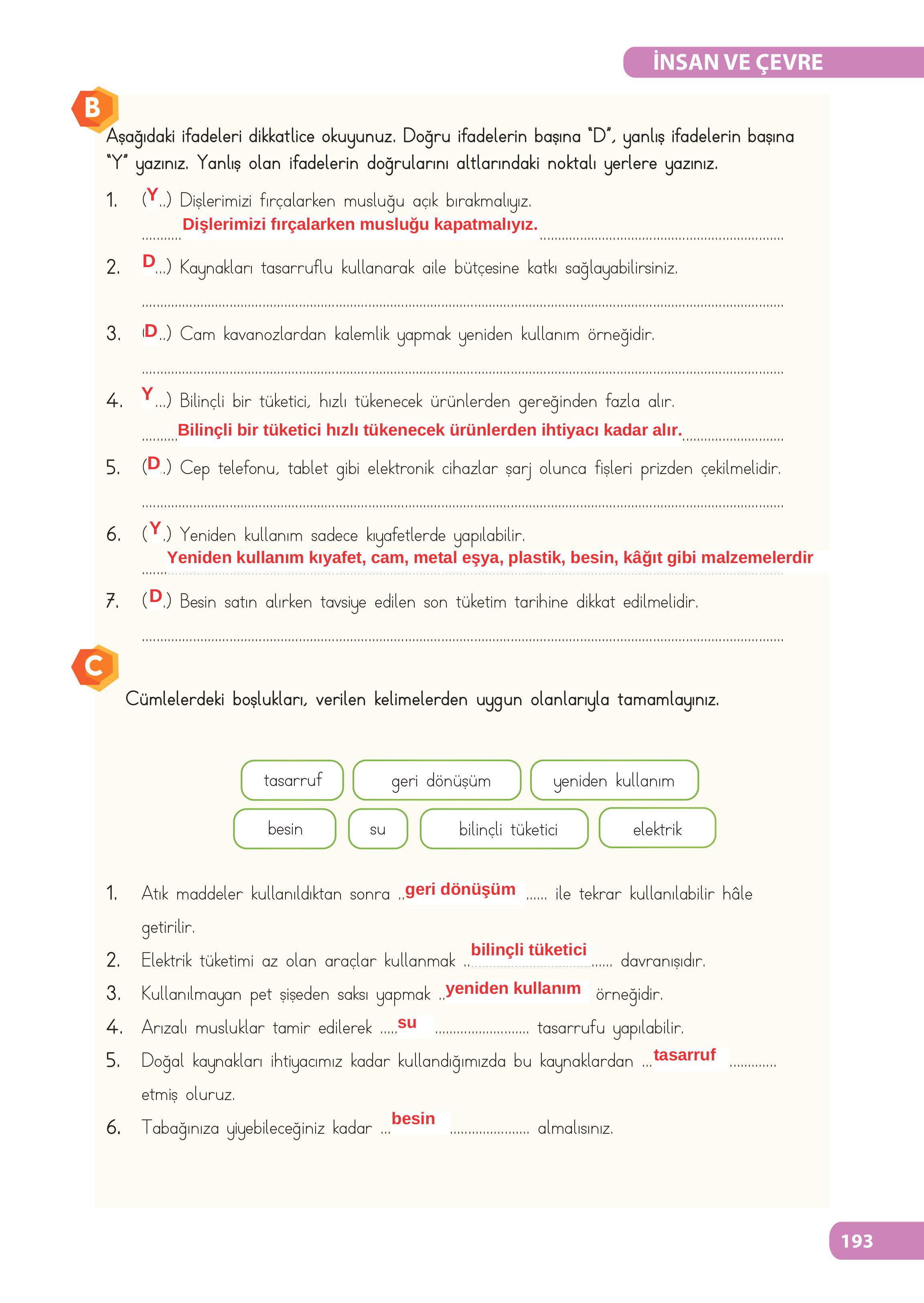 4. Sınıf Meb Yayınları Fen Bilimleri Ders Kitabı Sayfa 193 Cevapları 4. Sınıf Meb Yayınları Fen Bilimleri Ders Kitabı Sayfa 193 Cevapları