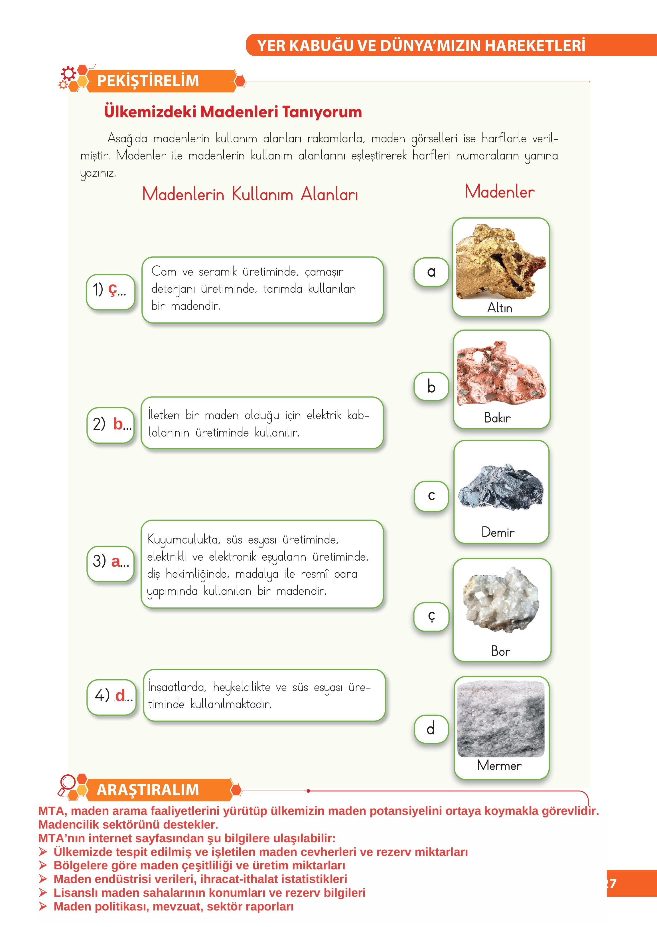 4. Sınıf Meb Yayınları Fen Bilimleri Ders Kitabı Sayfa 27 Cevapları
