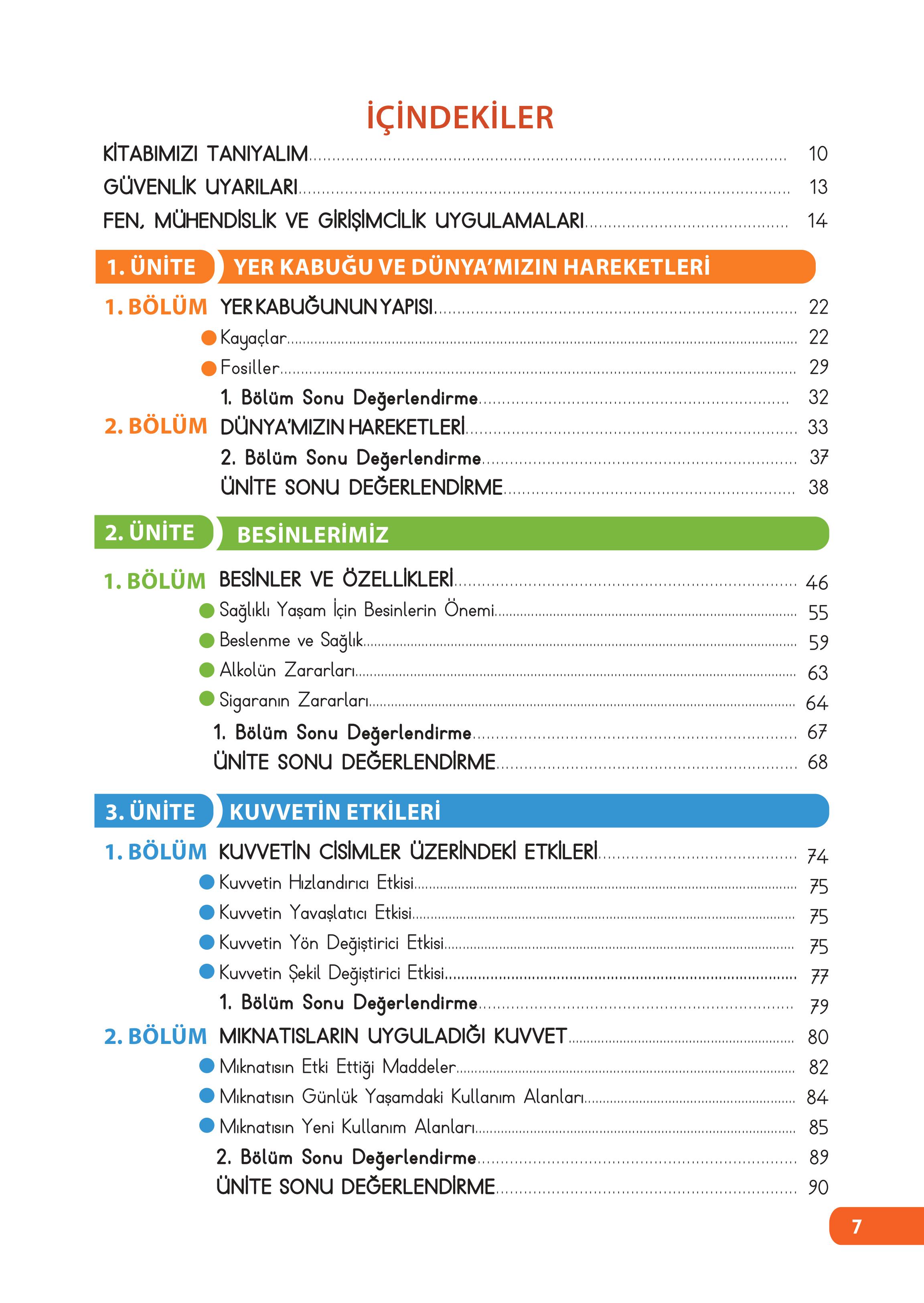 4. Sınıf Meb Yayınları Fen Bilimleri Ders Kitabı Sayfa 7 Cevapları