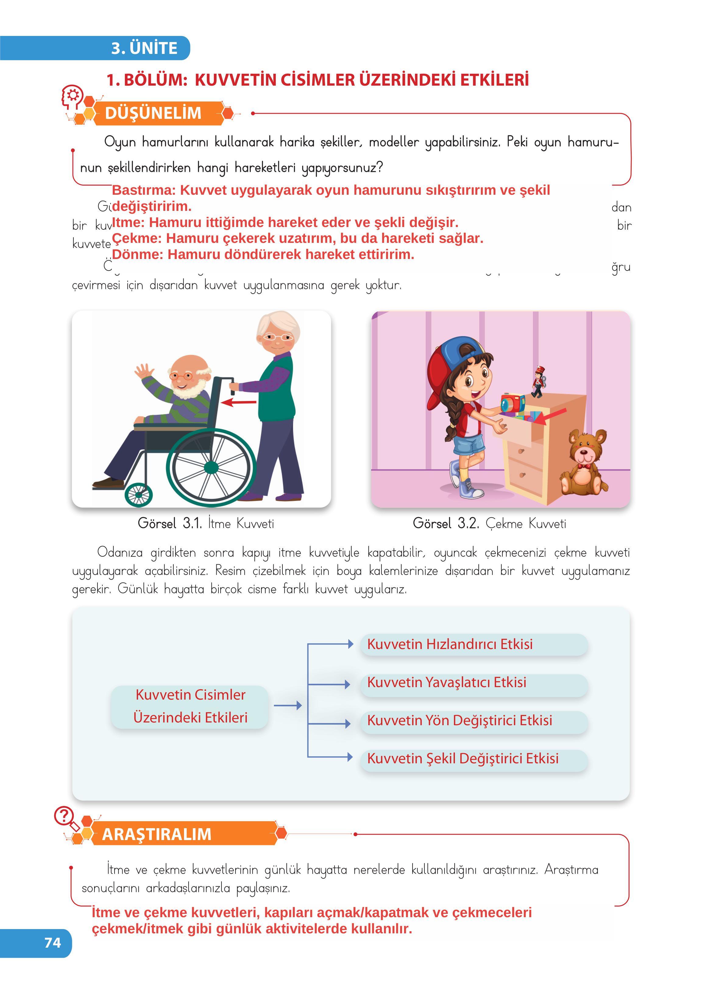 4. Sınıf Meb Yayınları Fen Bilimleri Ders Kitabı Sayfa 74 Cevapları