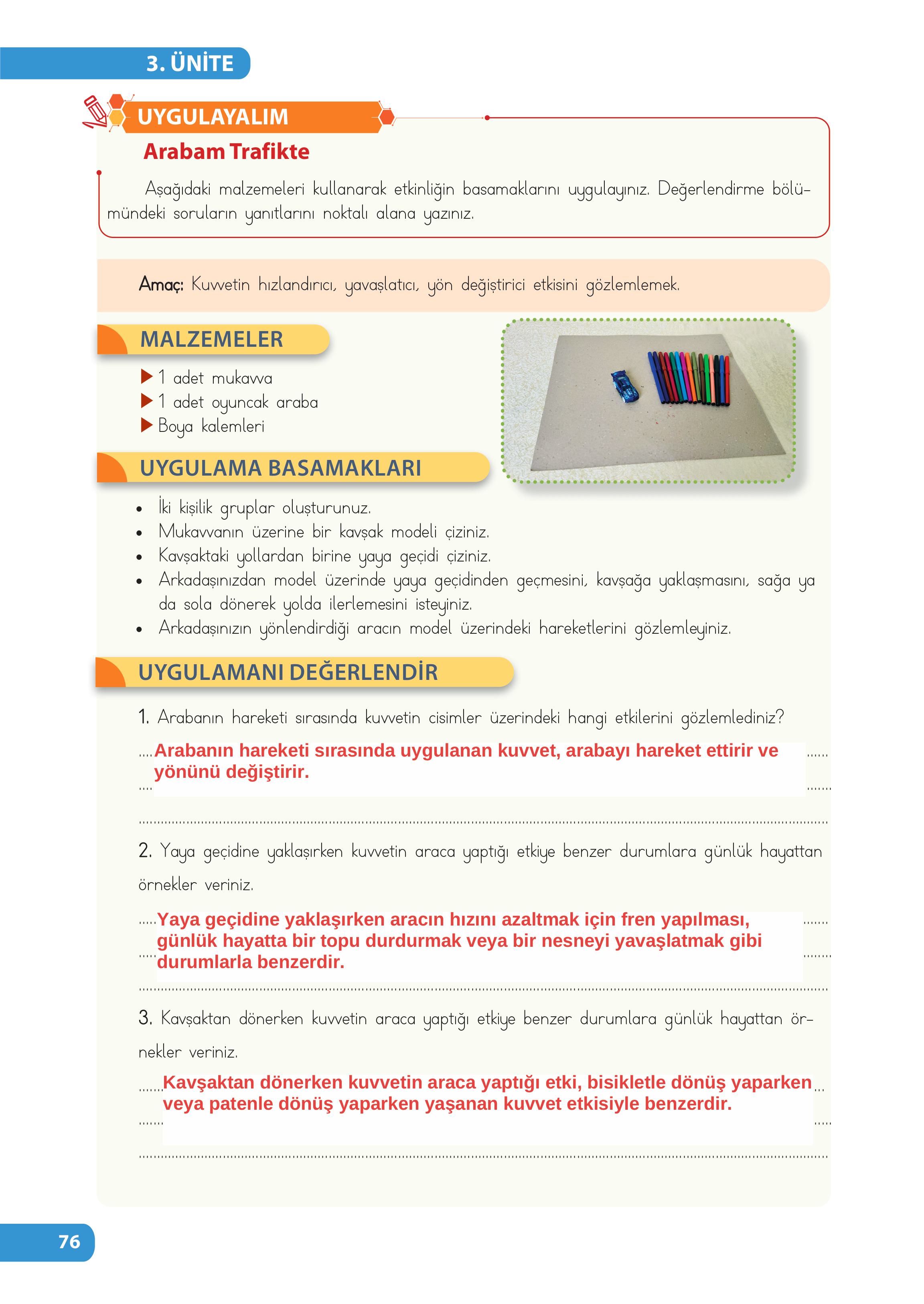 4. Sınıf Meb Yayınları Fen Bilimleri Ders Kitabı Sayfa 76 Cevapları