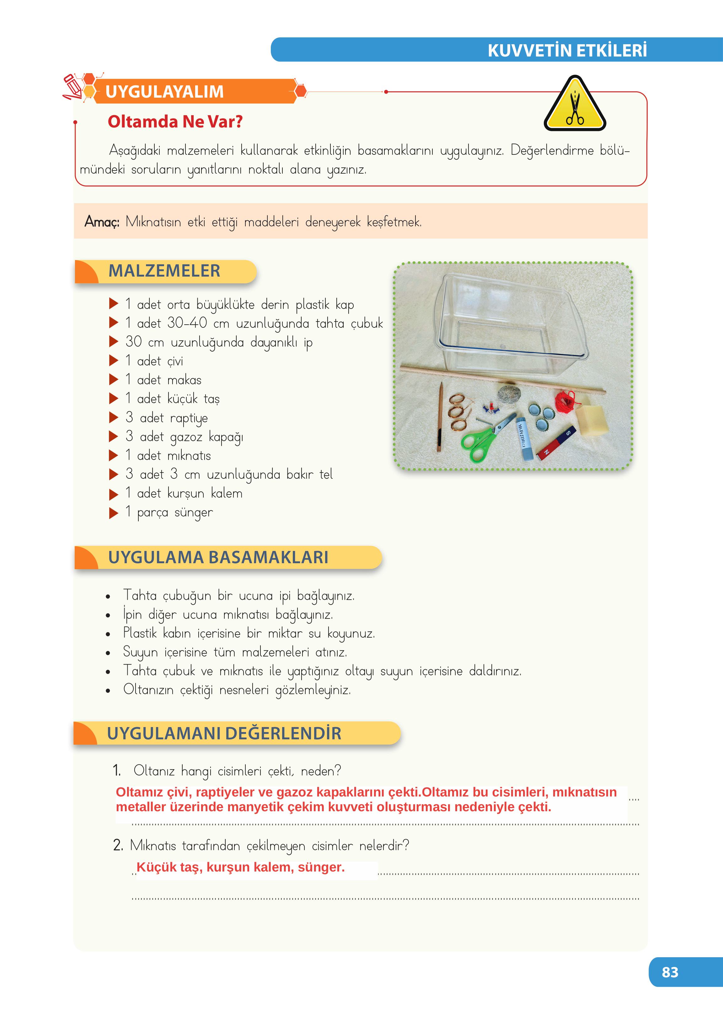 4. Sınıf Meb Yayınları Fen Bilimleri Ders Kitabı Sayfa 83 Cevapları